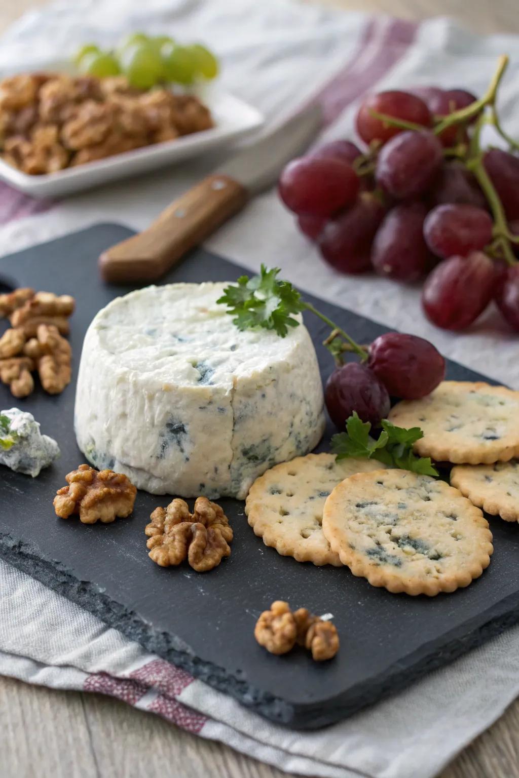 Savory blue cheese ball with bold flavors.