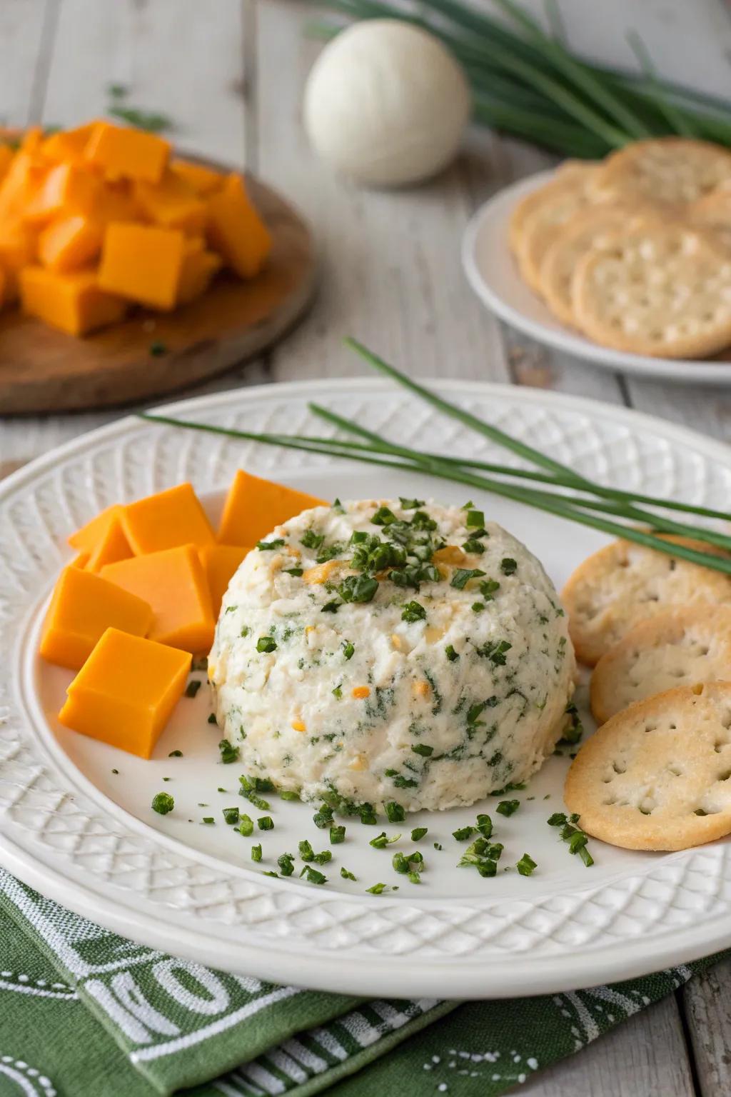 Cheddar and chive cheese ball for classic flavors.