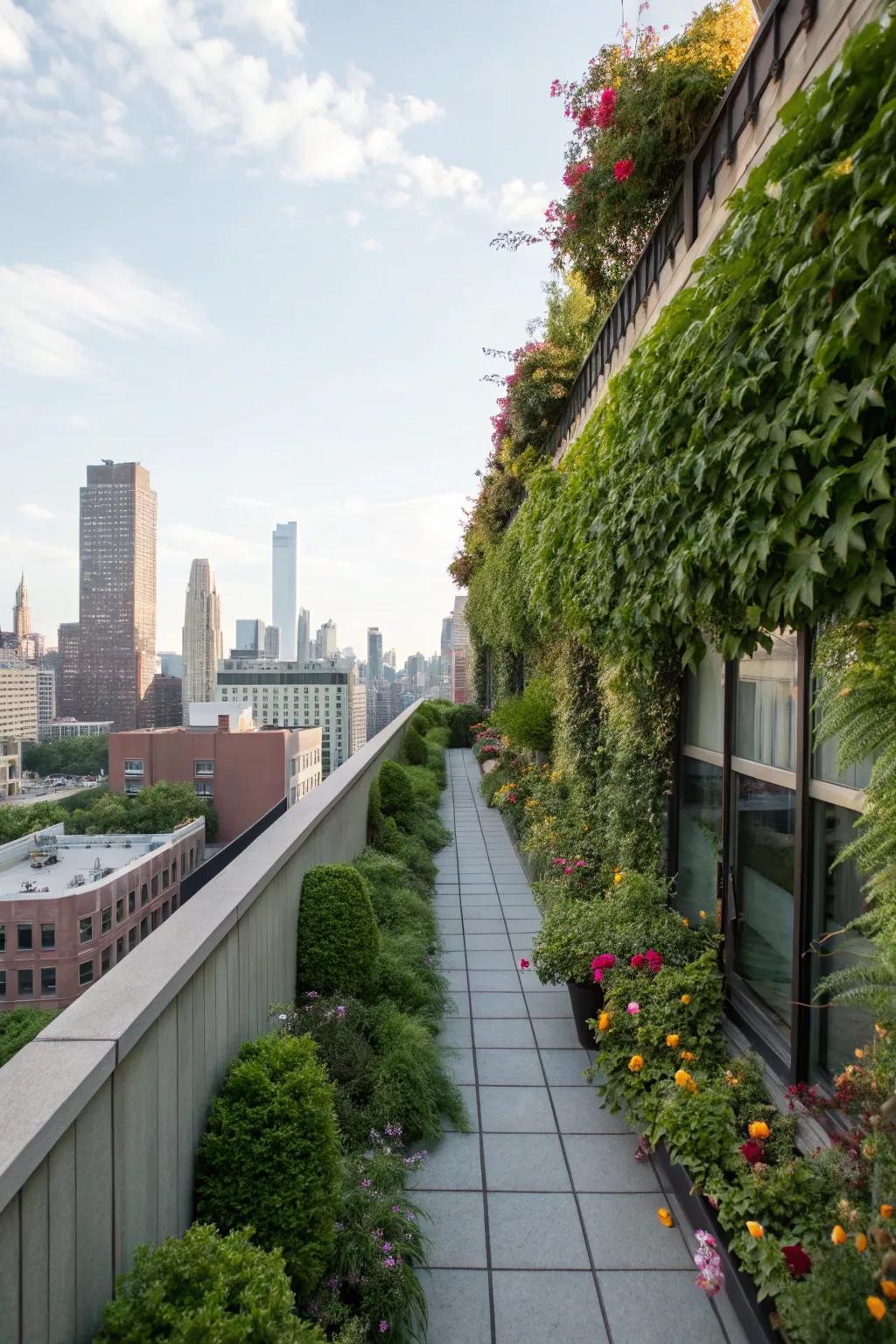 Vertical gardens add privacy and greenery to your rooftop.