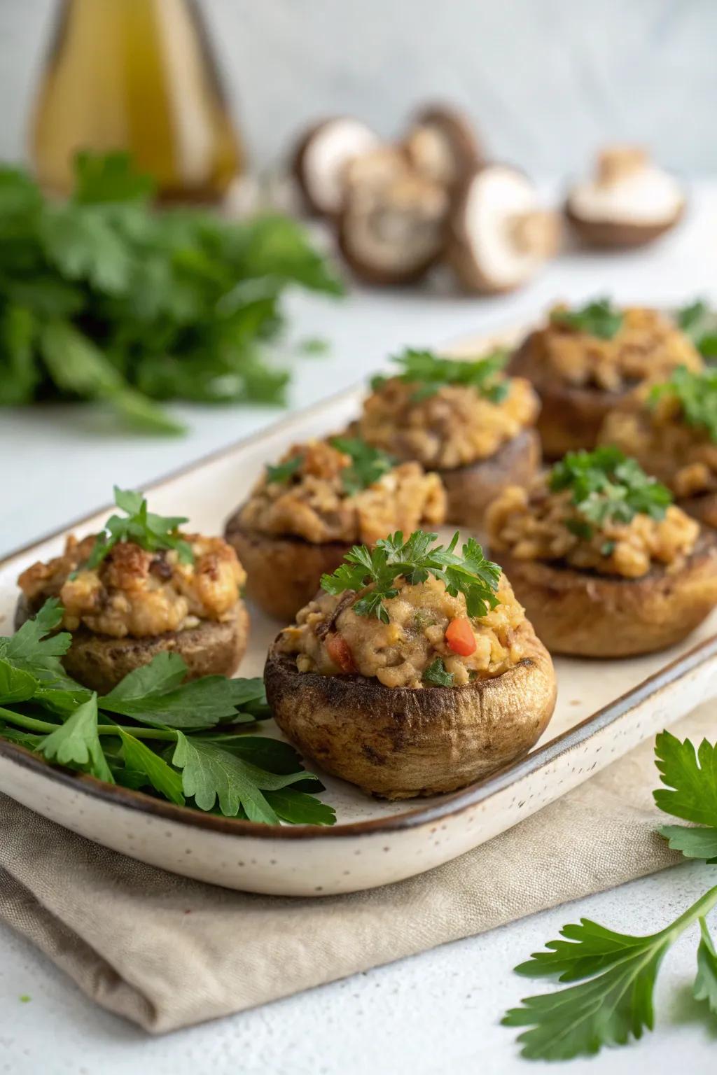 Stuffed mushrooms are a savory treat that everyone loves.