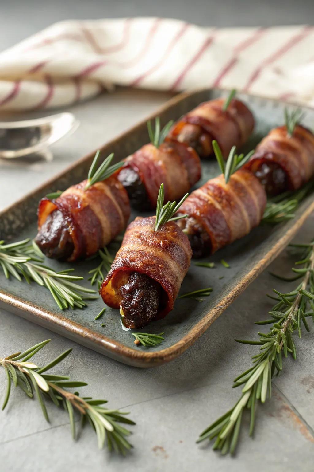 Bacon-wrapped dates are a perfect blend of sweet and savory.