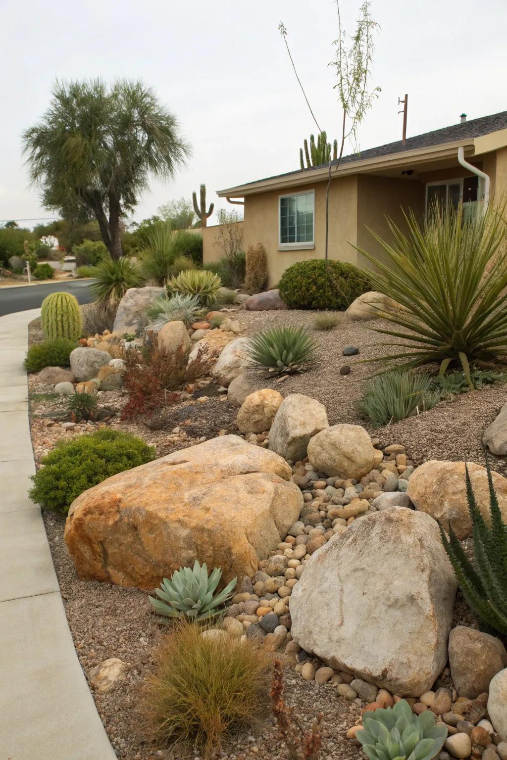 Rock gardens bring texture and resilience.