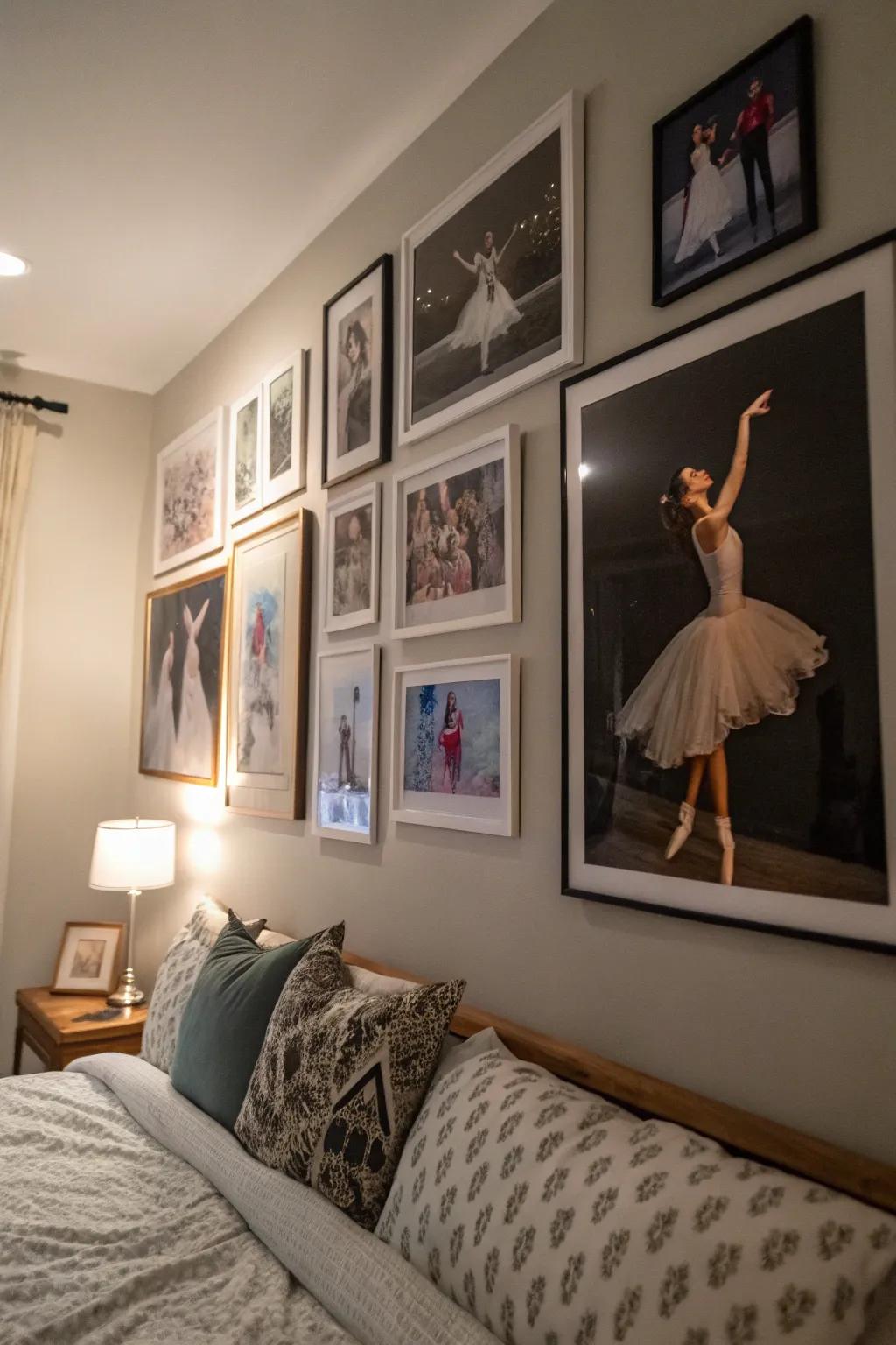 A gallery wall showcases ballet's beauty and elegance.