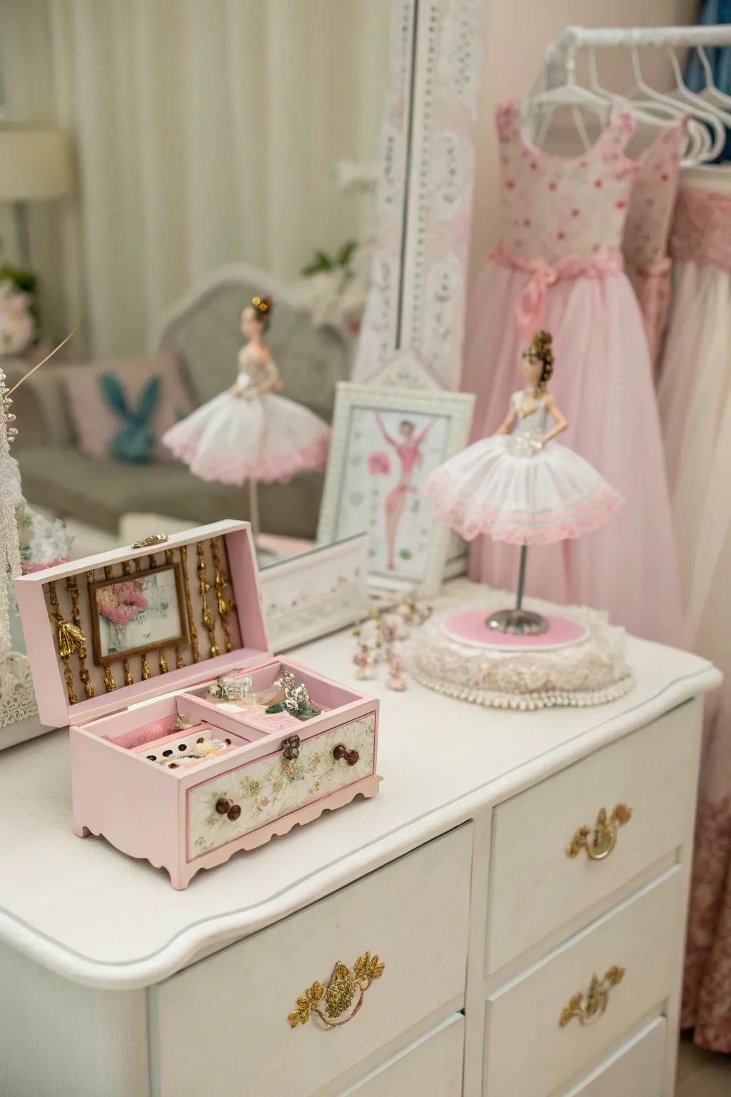A music box adds nostalgia and enchantment.