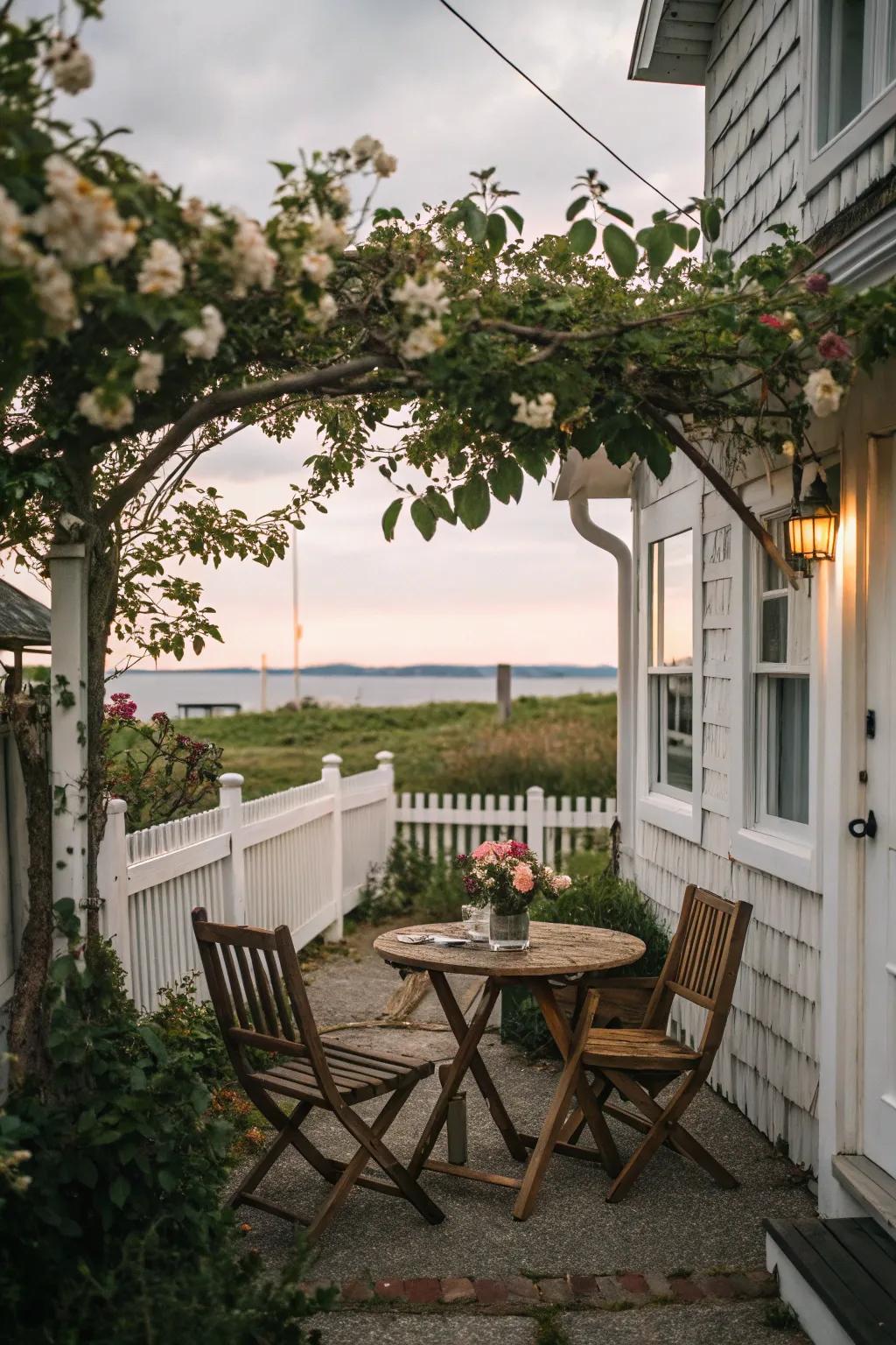 A compact dining spot for outdoor enjoyment.