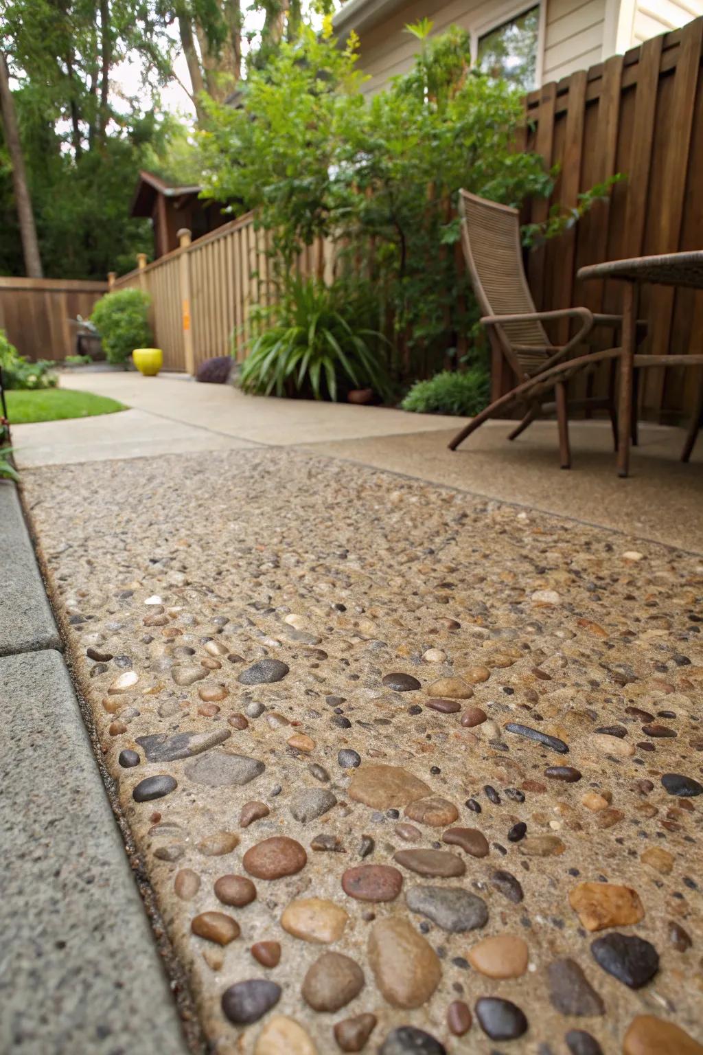 A natural palette blends the patio with its environment.
