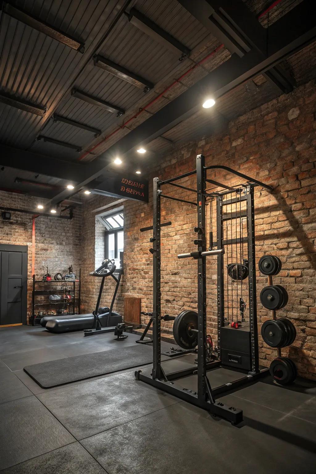Textured walls add depth and an industrial vibe to your gym.