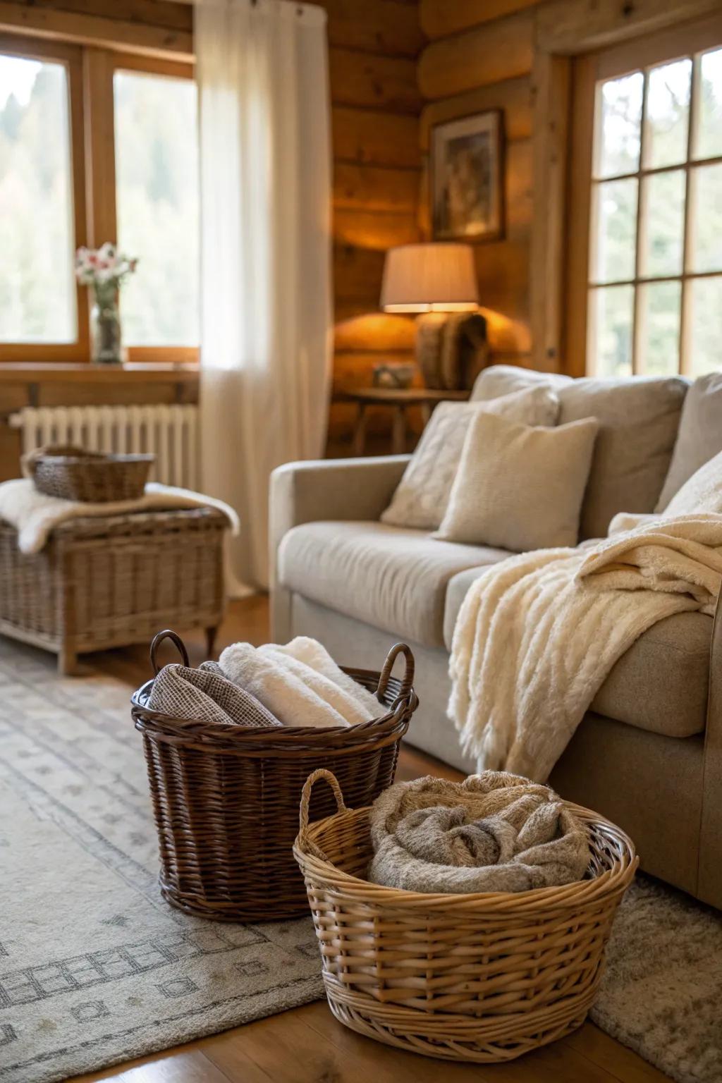 Functional and decorative baskets for winter storage