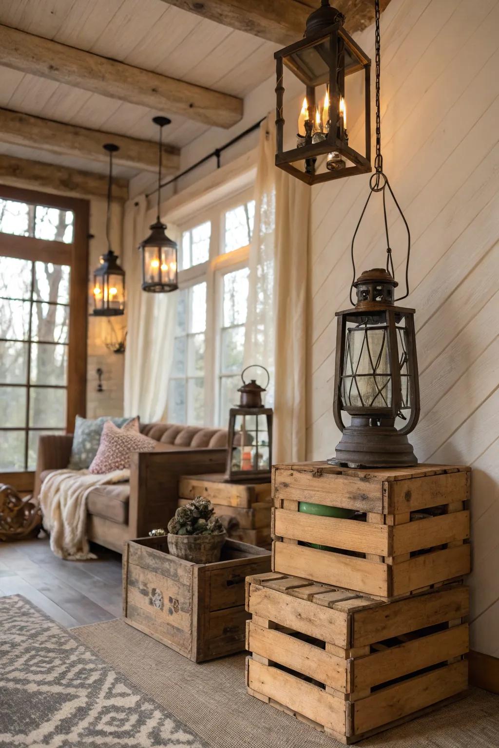 Vintage and rustic decor for winter charm