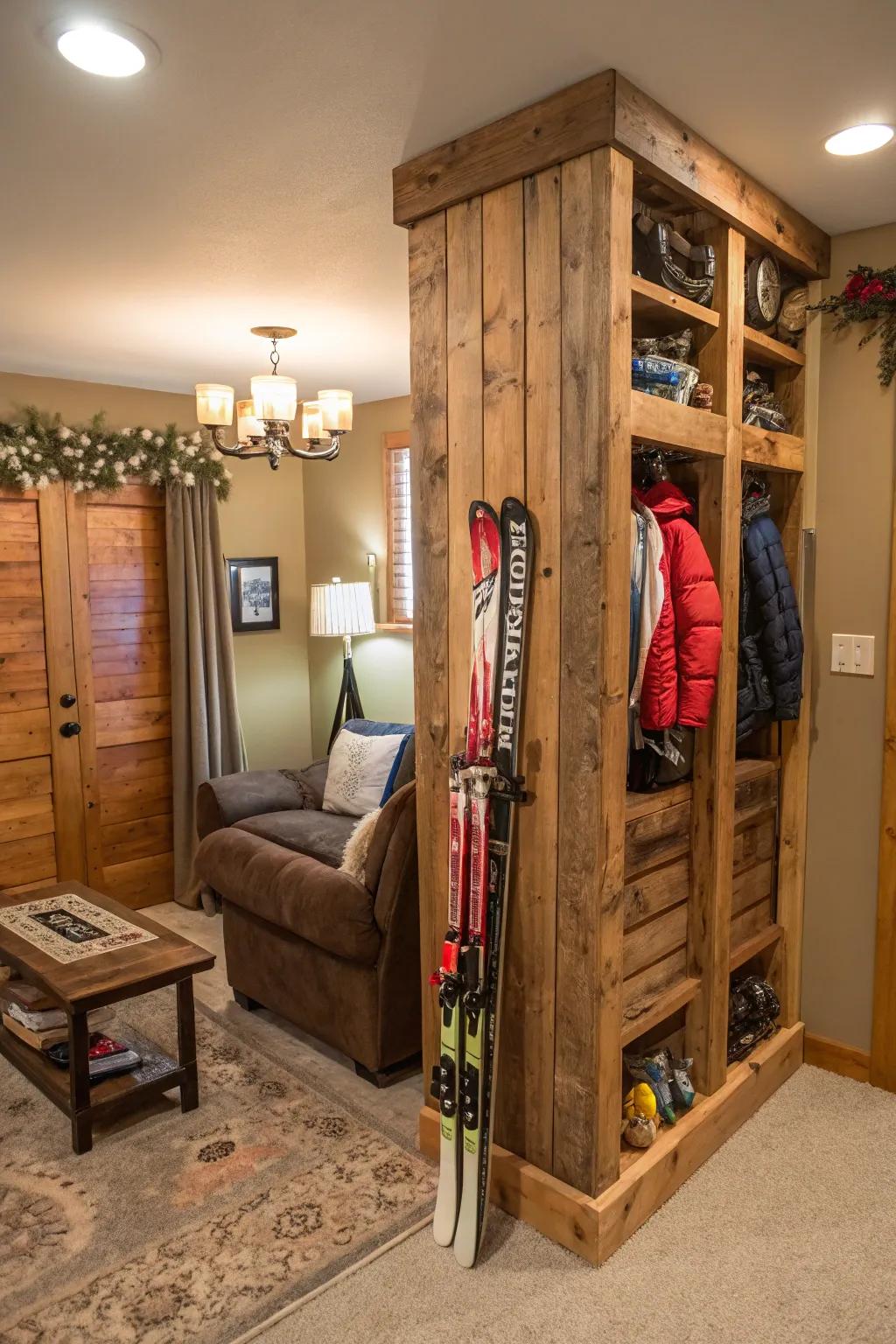 Aesthetic integration allows ski storage to complement home decor beautifully.