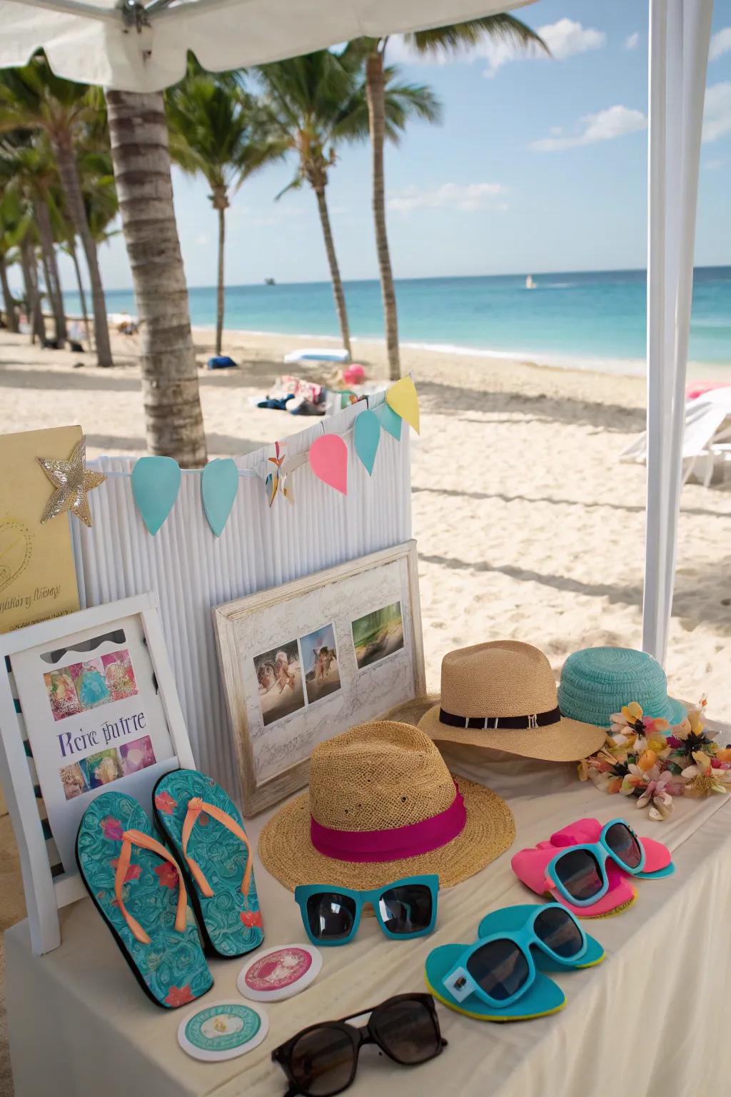 Capture fun memories with a creative beach photo booth.