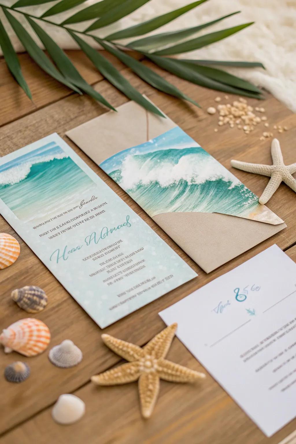 Invitations that evoke the ocean breeze and sandy toes.