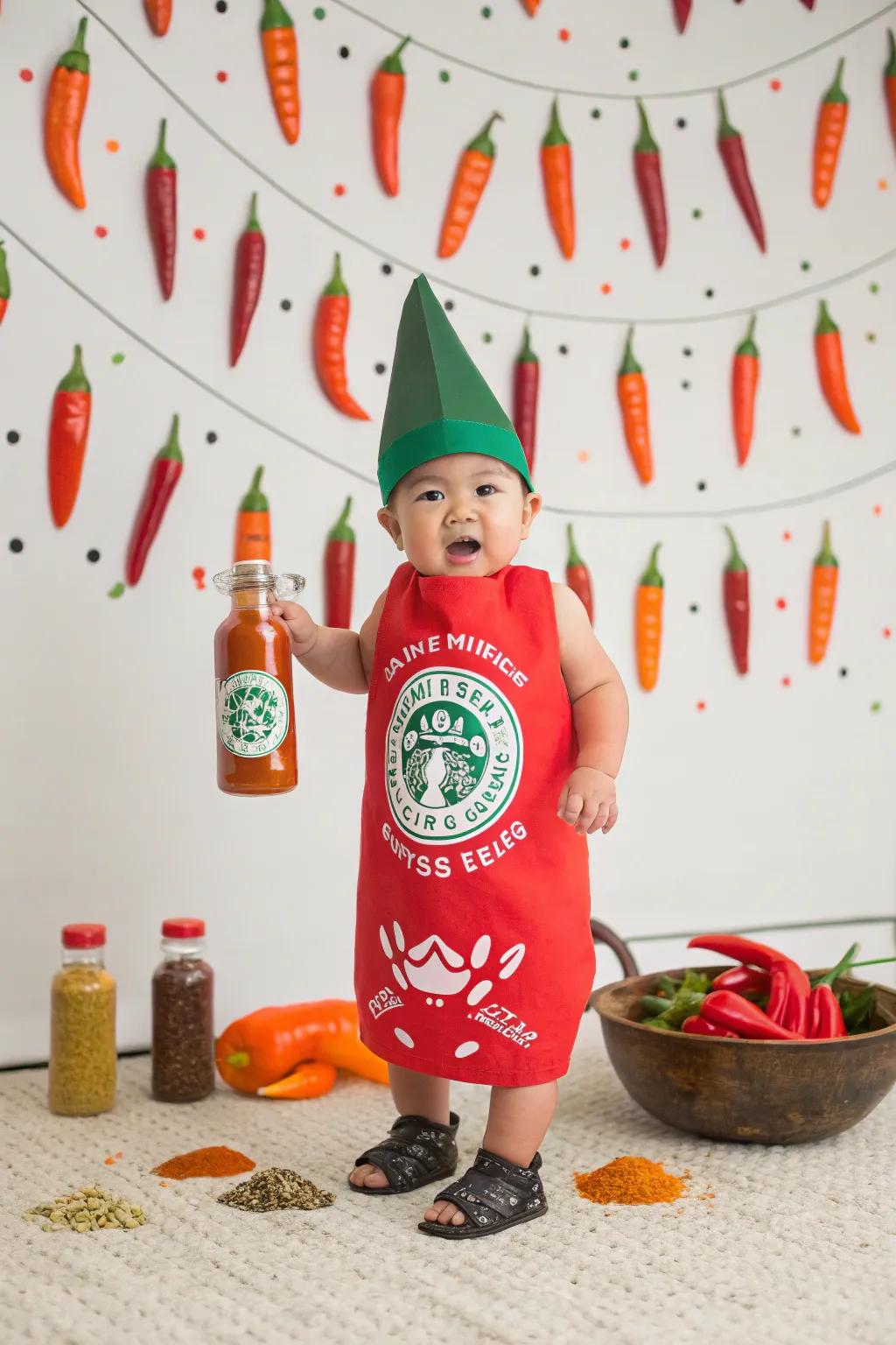 A spicy Sriracha costume for the bold and adventurous.