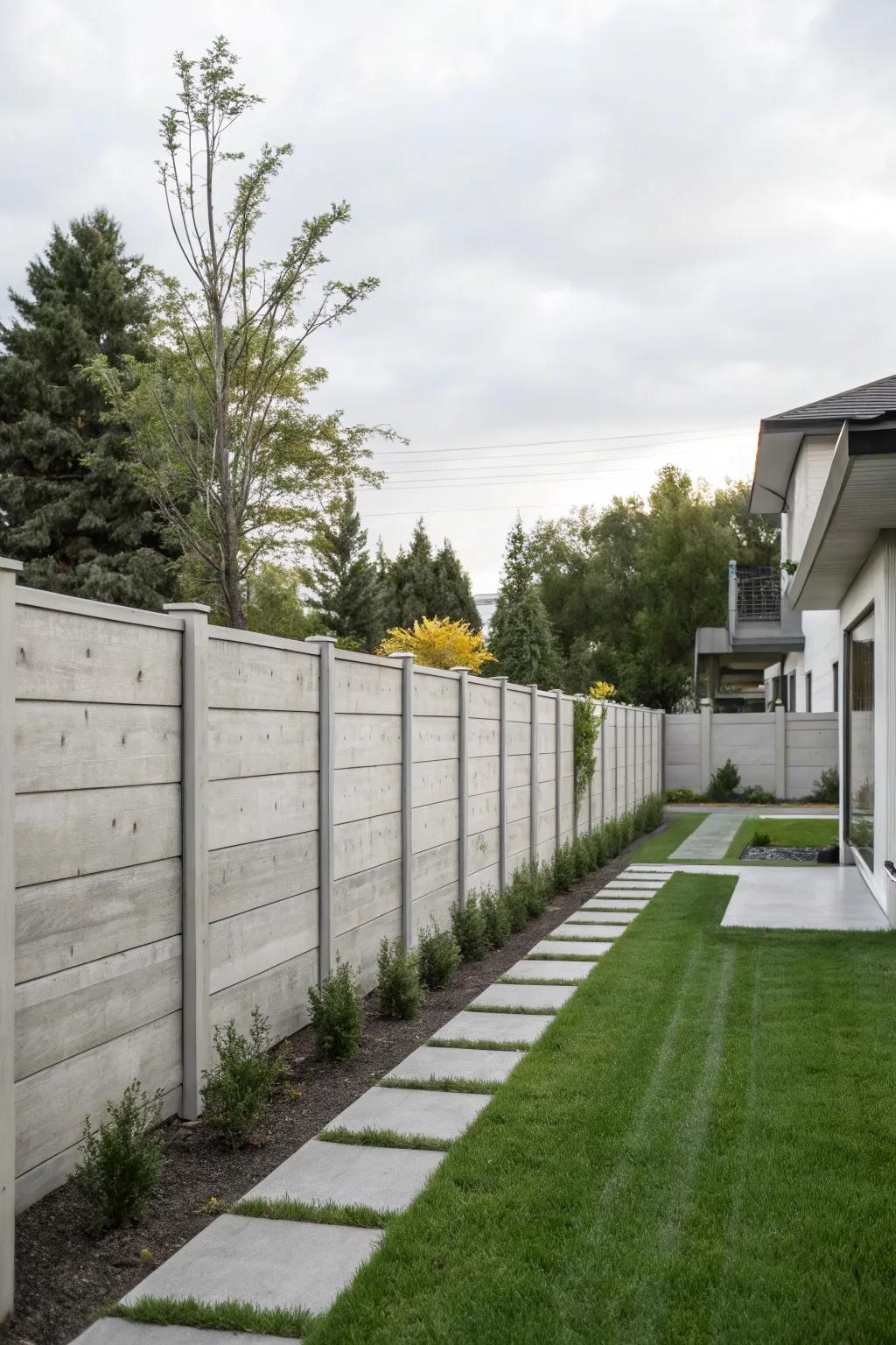 Concrete fences offer a modern and minimalist look.