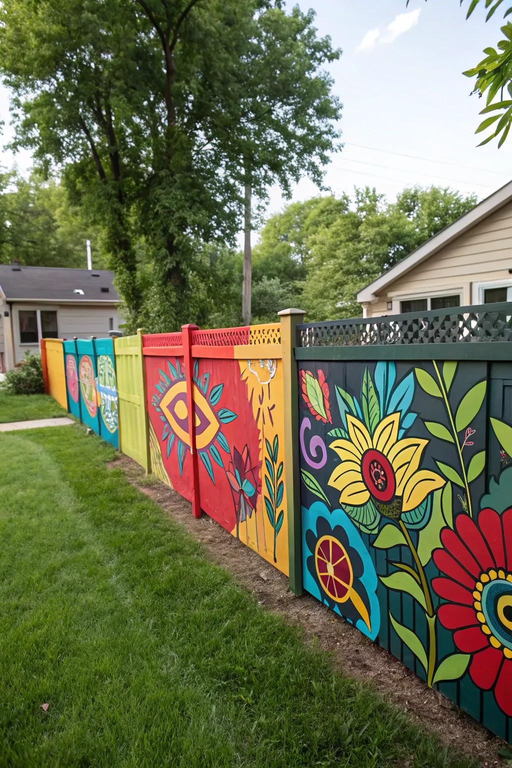 Artistic murals turn your fence into a captivating piece of art.