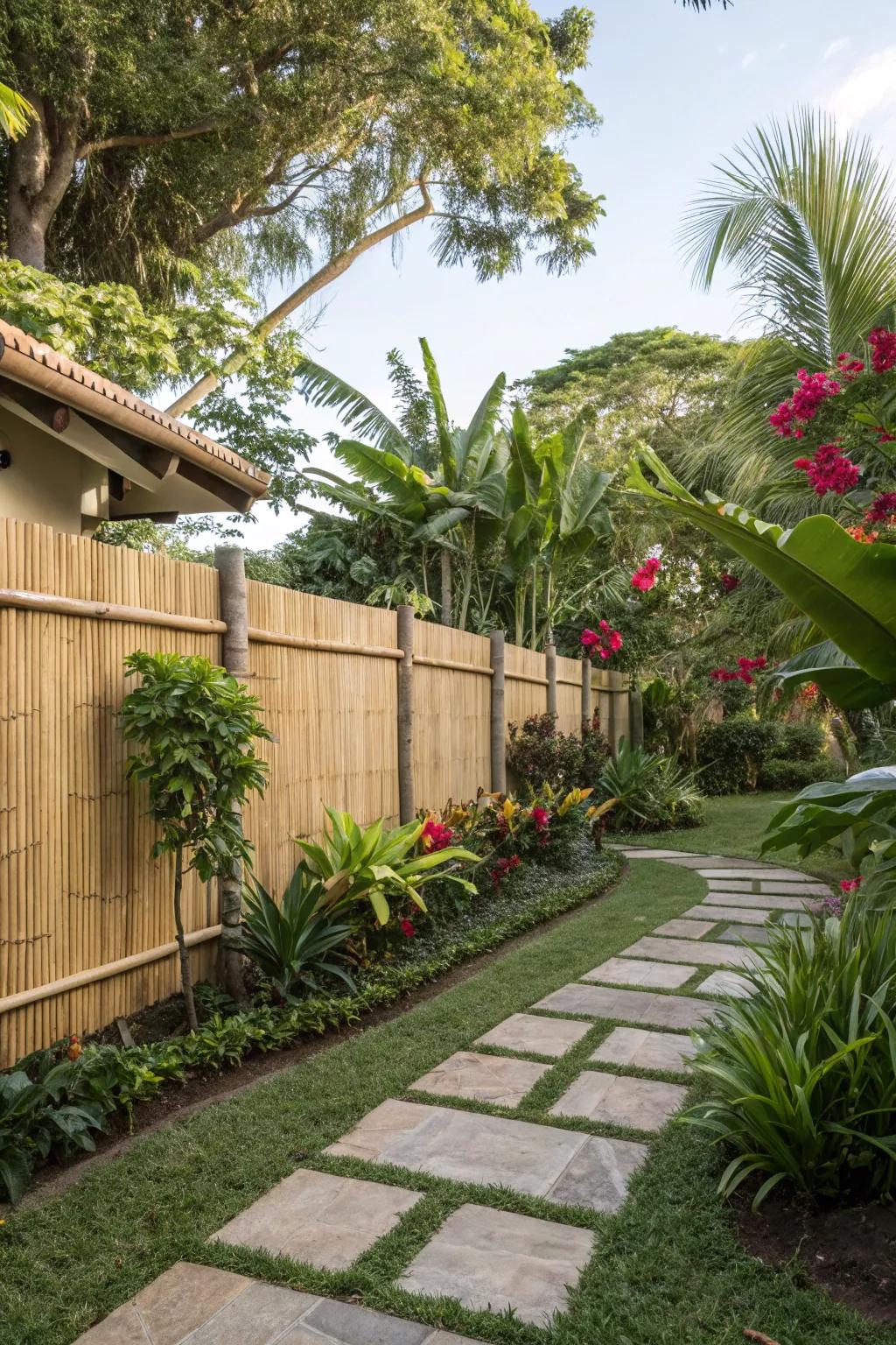 Bamboo fences add an exotic and tranquil vibe to your space.