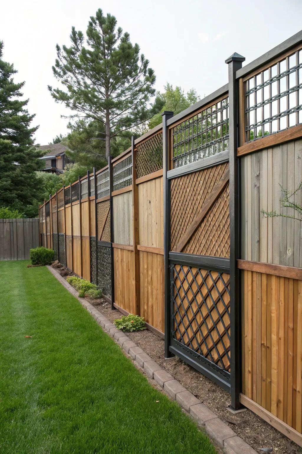 Staggered heights create a dynamic and artistic fence design.