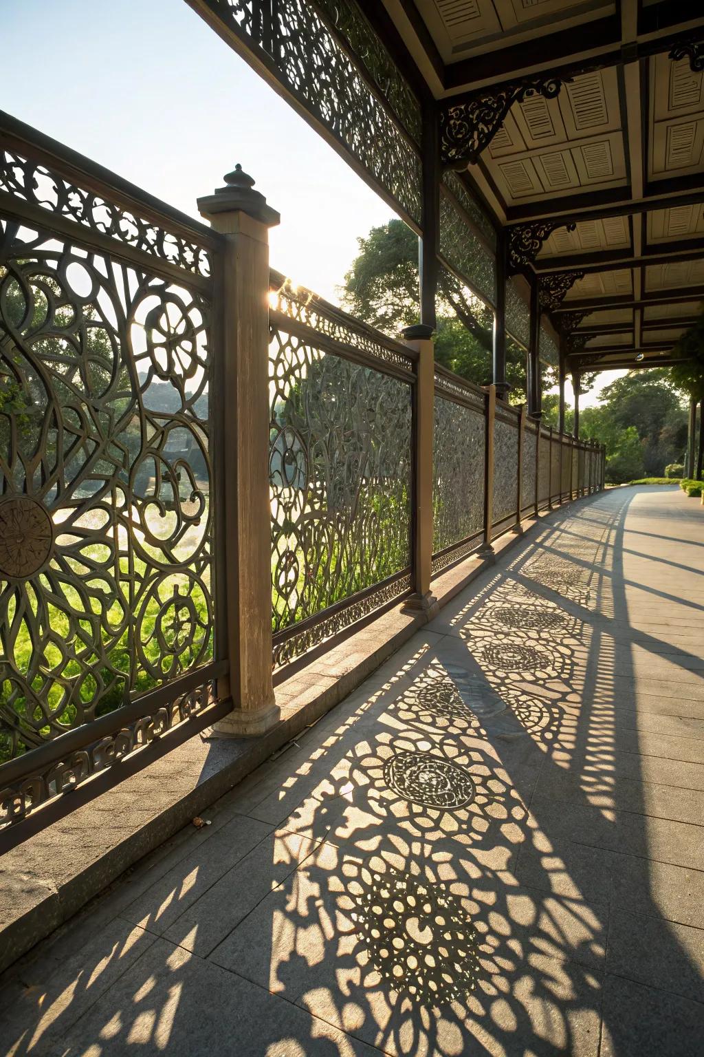 Intricate laser-cut metal panels add elegance to any fence.