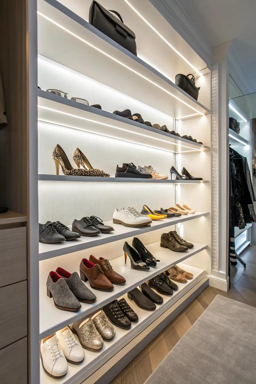 Showcase your shoes with stylish LED lighting.