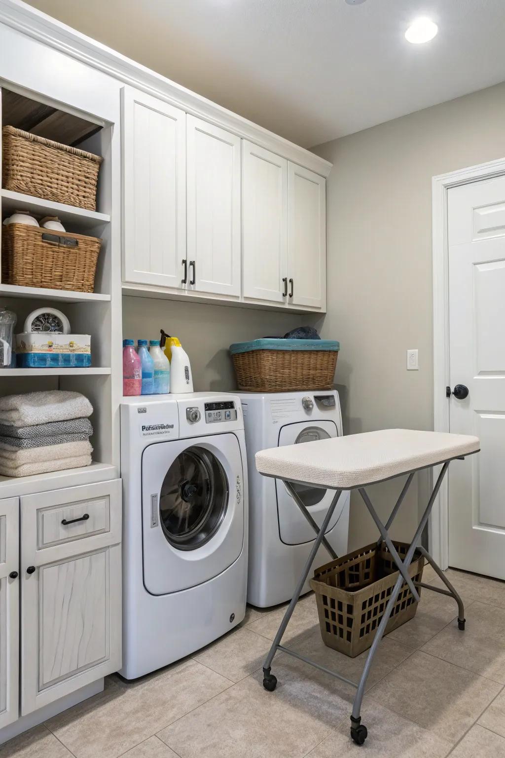 Keep your laundry cart conveniently stowed, saving space and boosting efficiency.