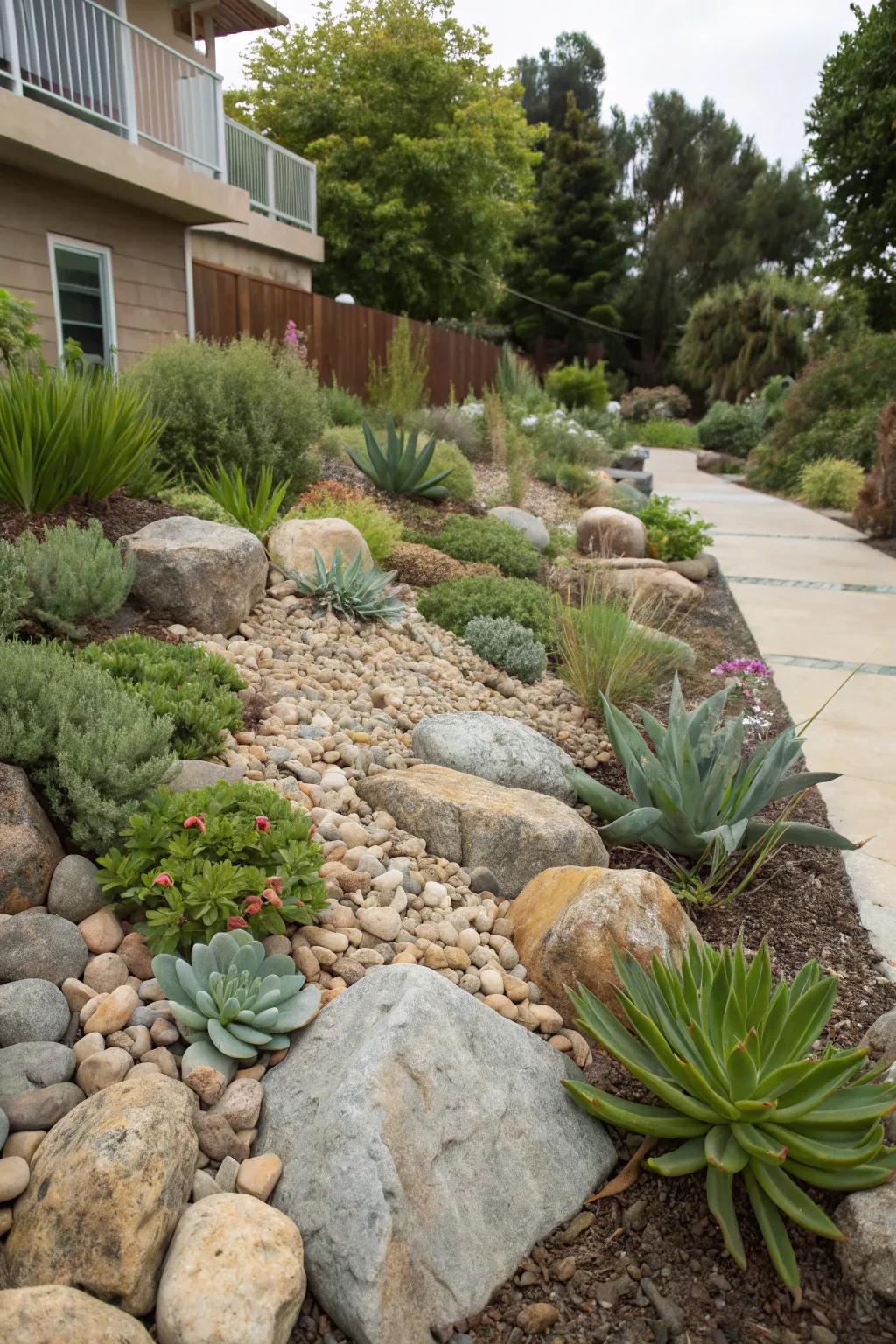 Rock gardens offer natural beauty with little maintenance.