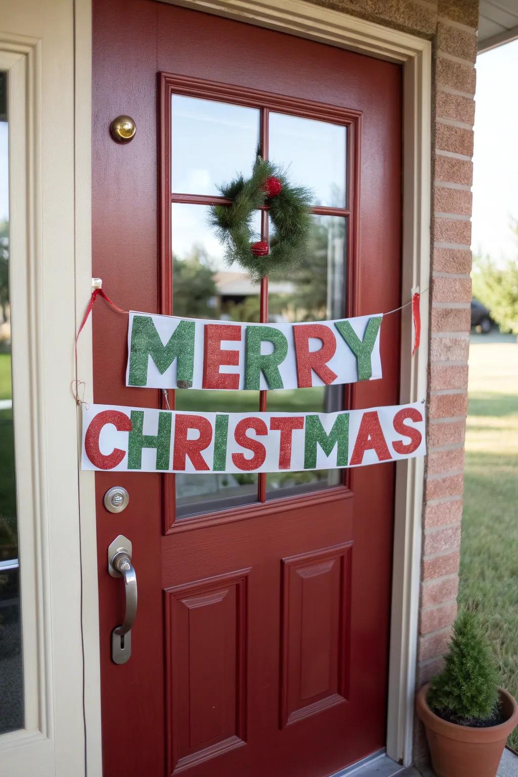 Festive banner displaying joyful holiday messages.