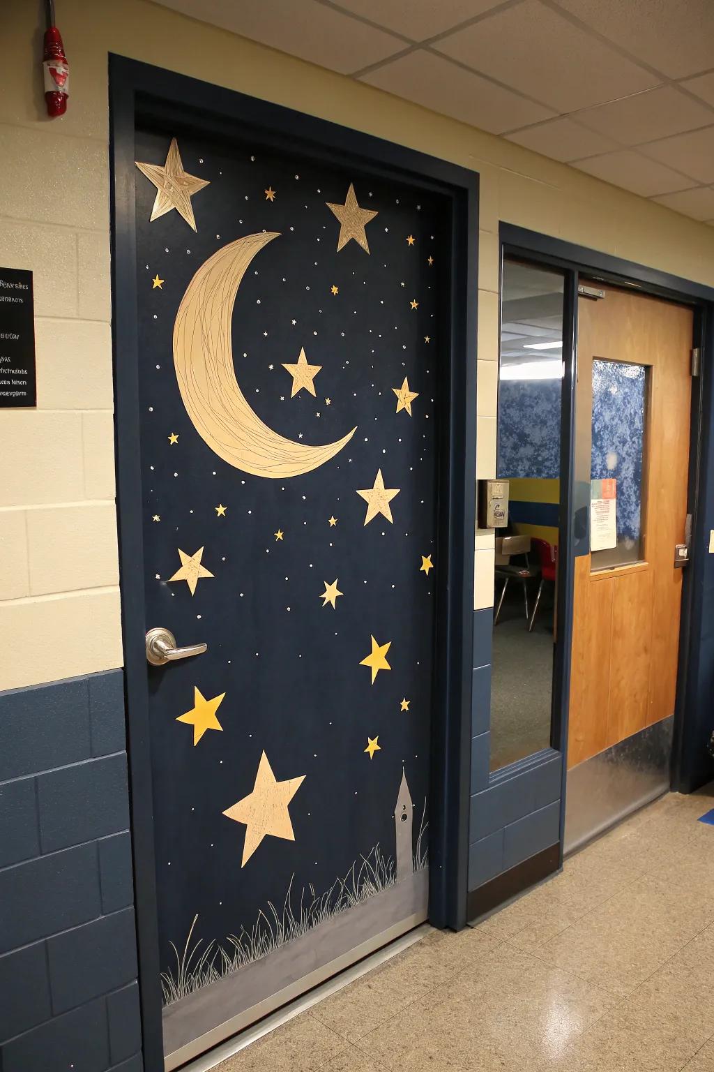 A nighttime theme adds a magical touch to autumn decorations.