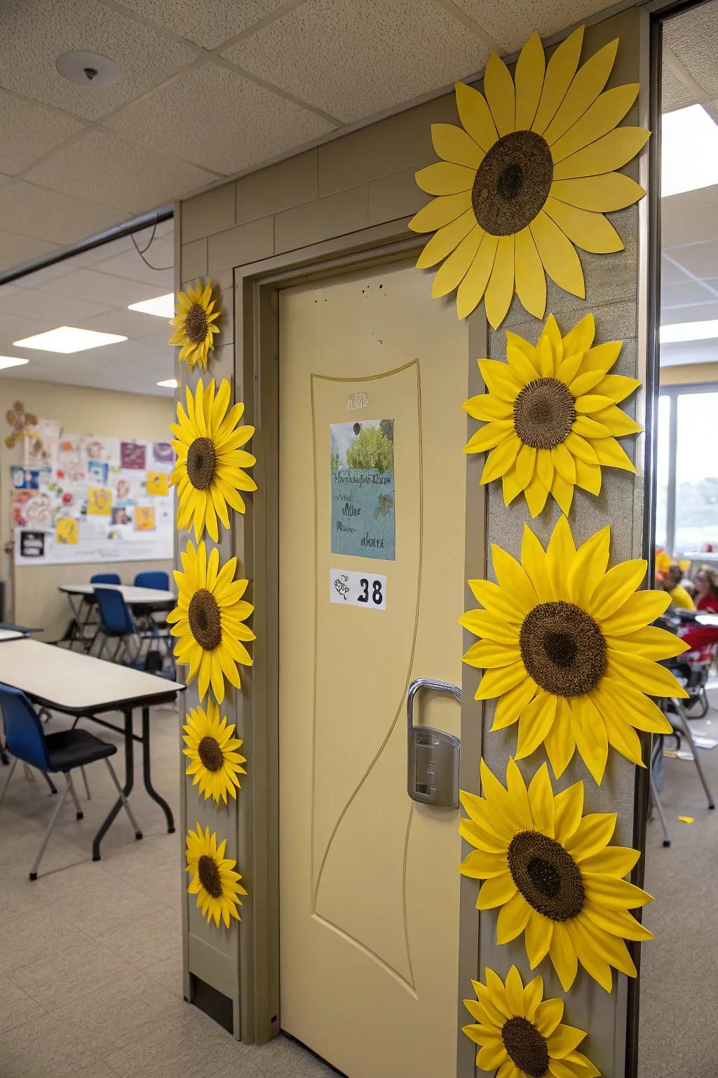 Sunflowers bring a bright, cheerful vibe to fall decorations.