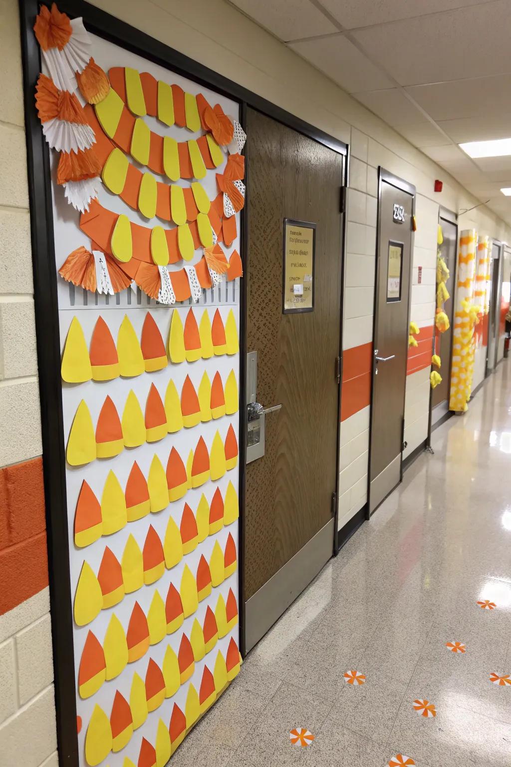 Sweet corn adds a charming touch to fall door decorations.
