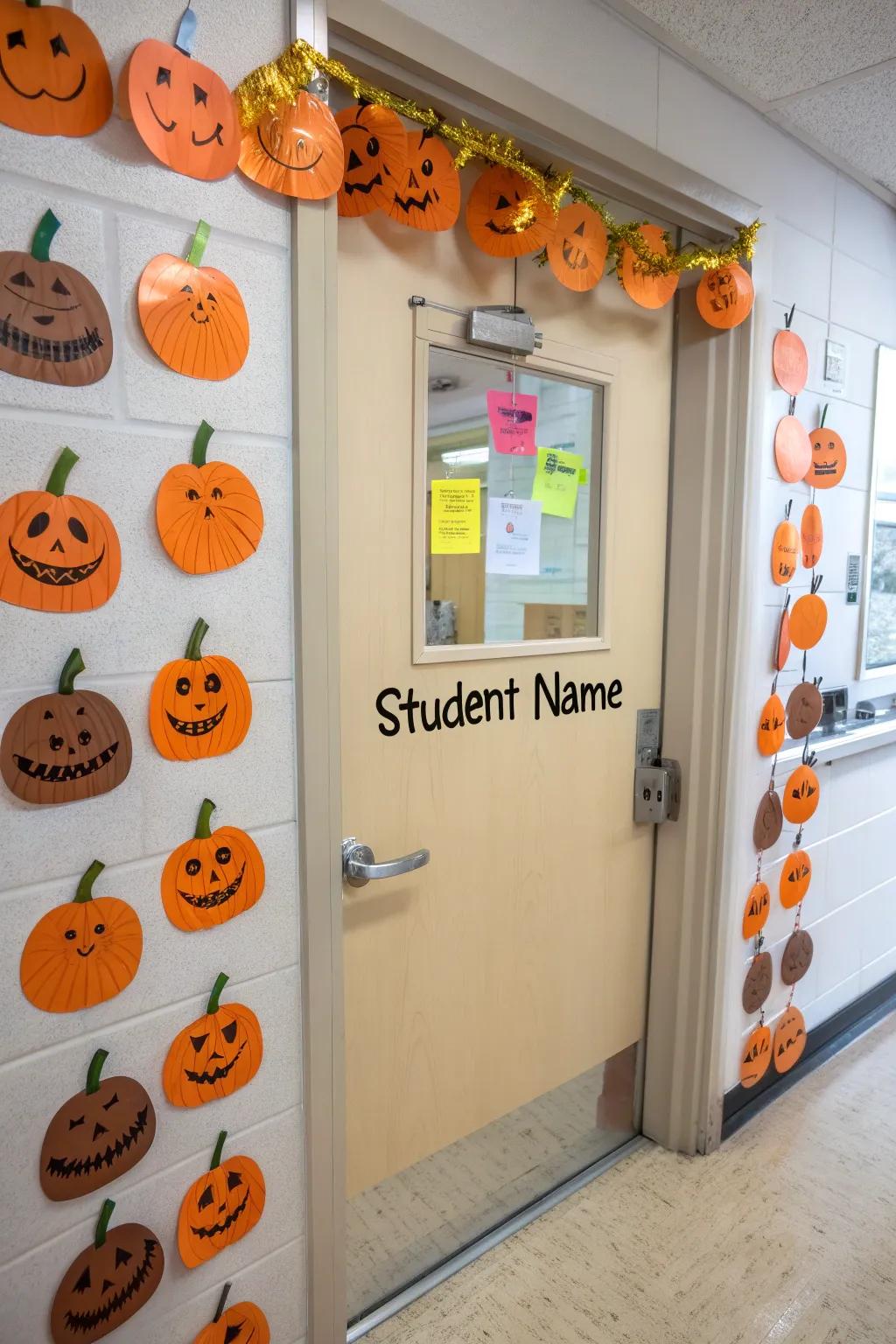 A gourd garden display personalized for each student.