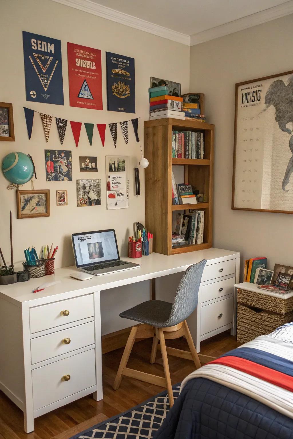 An organized study area encourages focus and creativity.