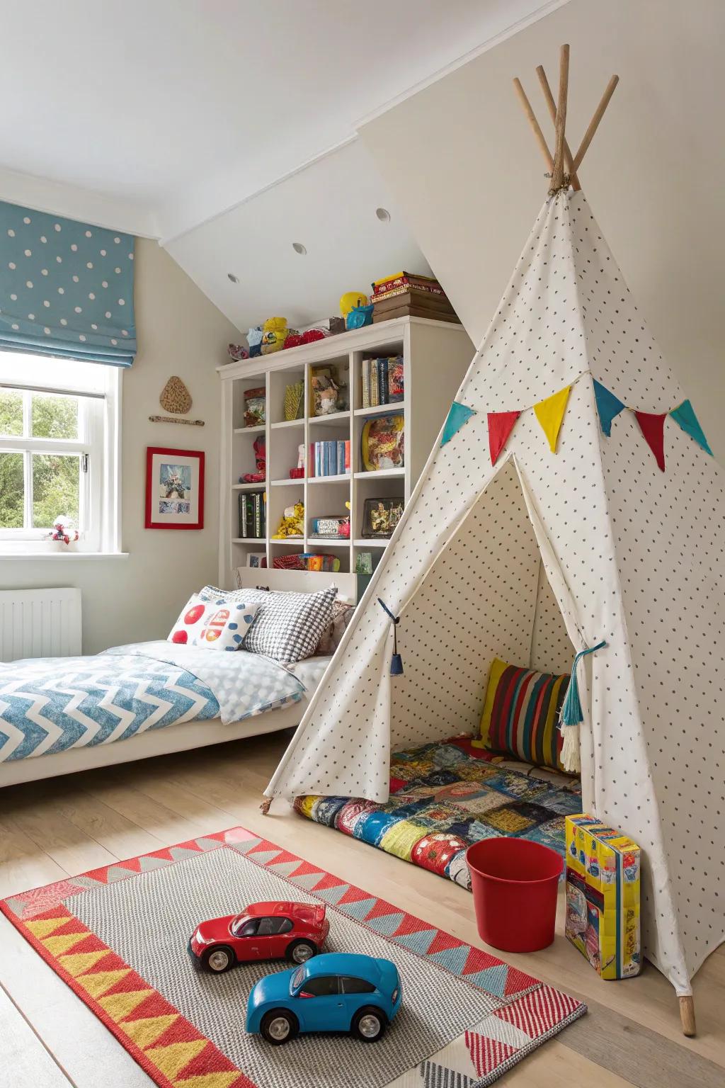 Playful elements encourage imagination and joy in a boy’s room.