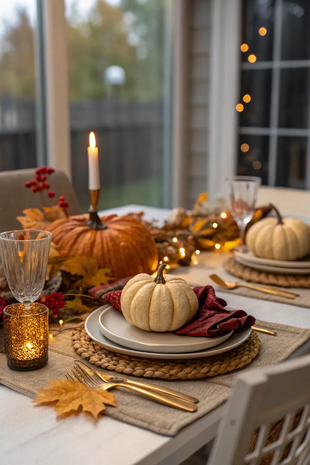 Seasonal decorations keep the table lively and relevant.