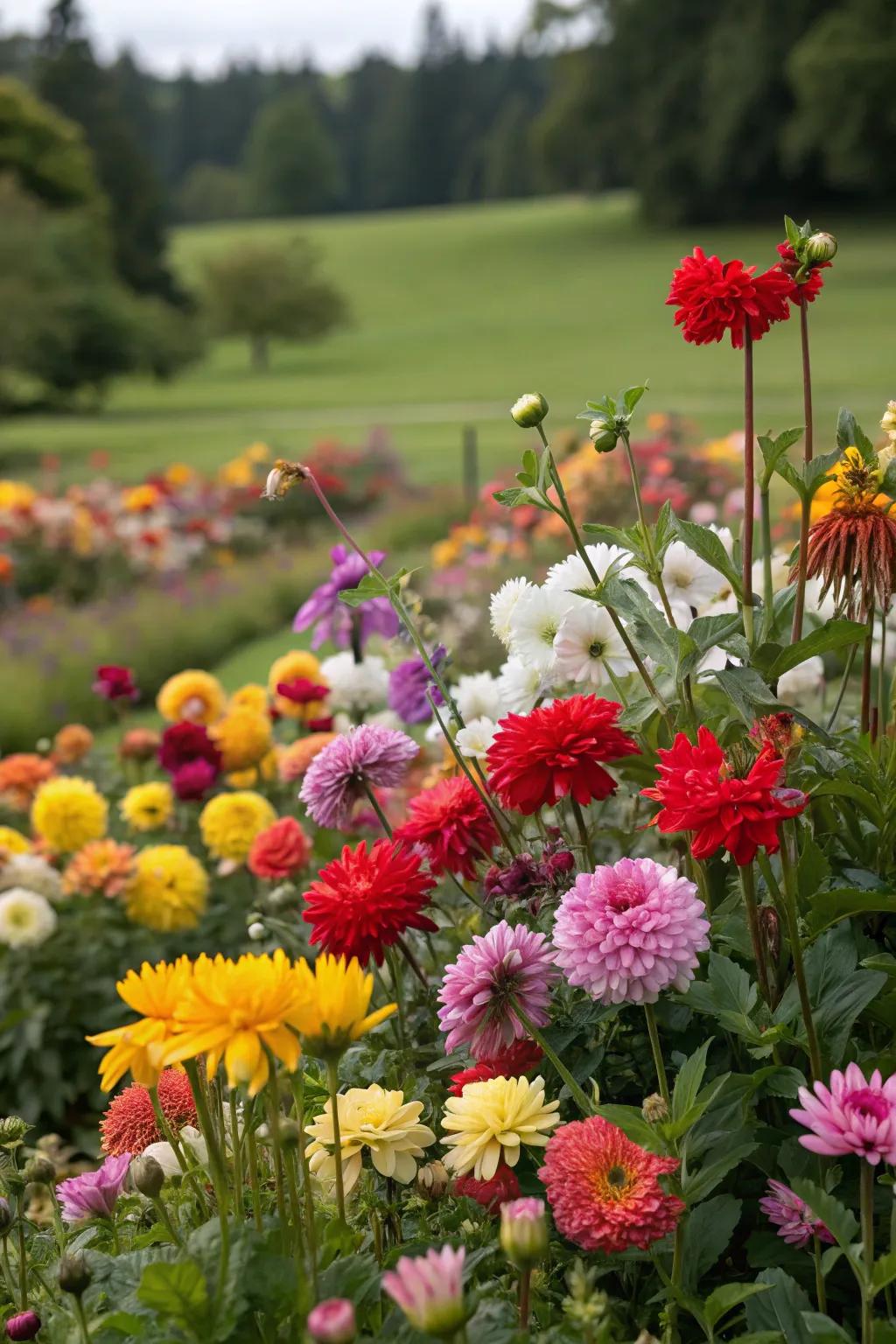 A lively flower bed bursting with colorful blooms.