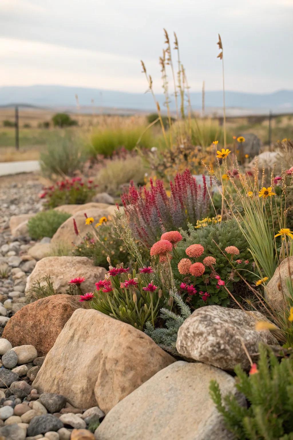 Sustainable flower bed designed for dry climates.
