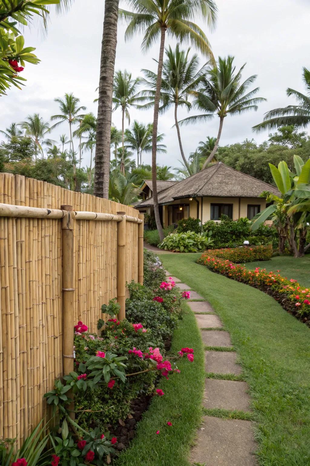 Bamboo fences add a tropical and natural vibe to outdoor spaces.