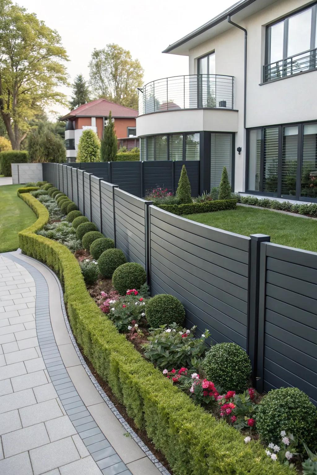 Curved fence panels add a flowing, modern aesthetic to your property.