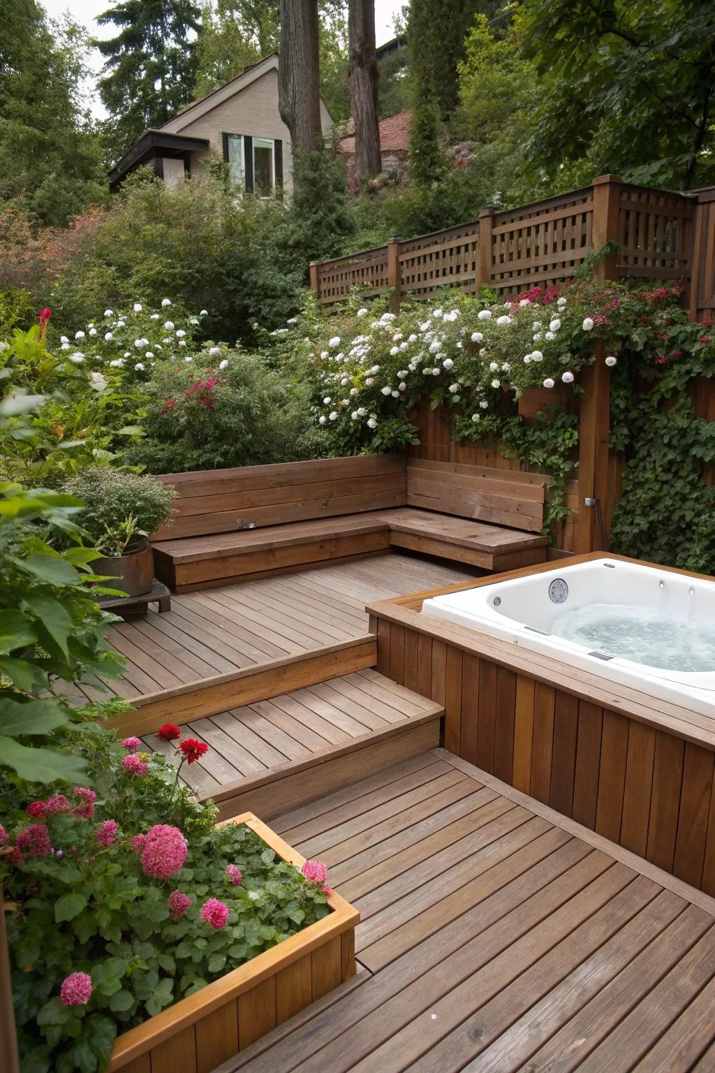 Built-in benches offer seamless design and functionality.