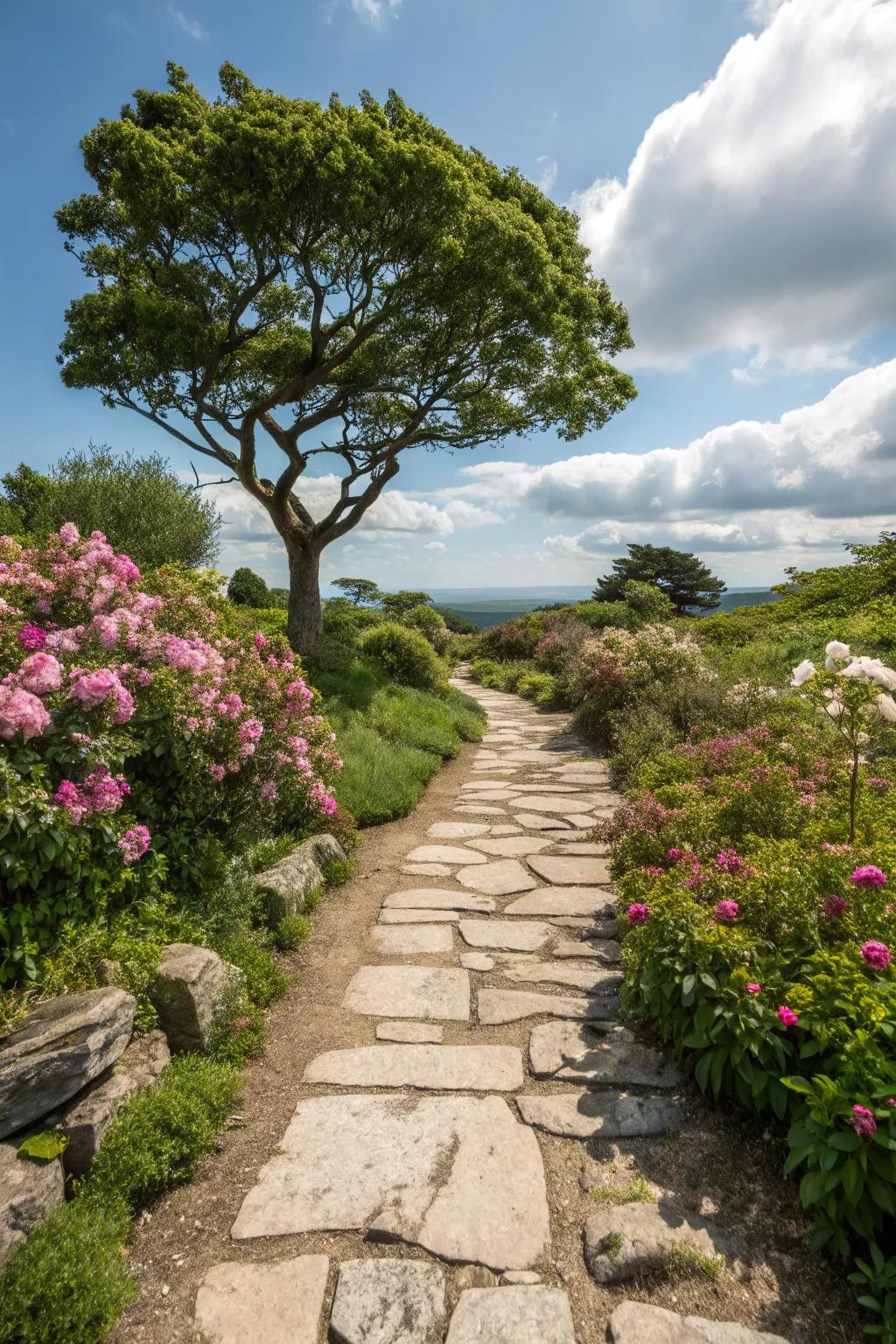Pathways guide visitors and emphasize trees in your garden.