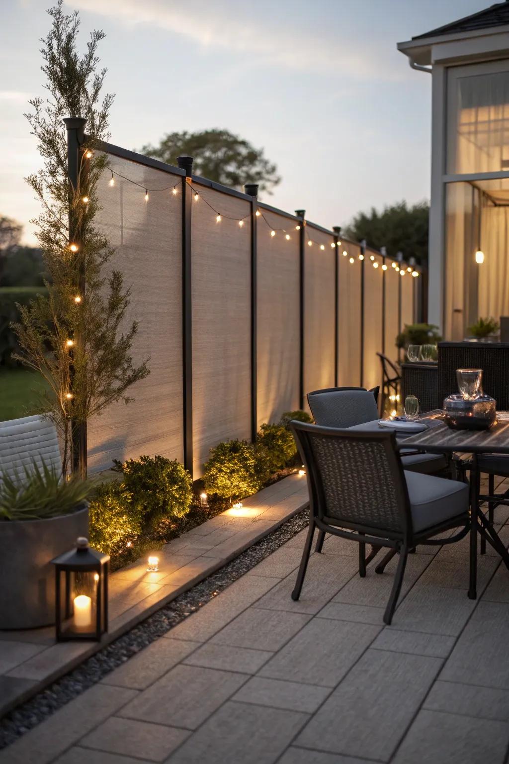 Integrated illumination within dividers cultivates a cozy and private ambiance.