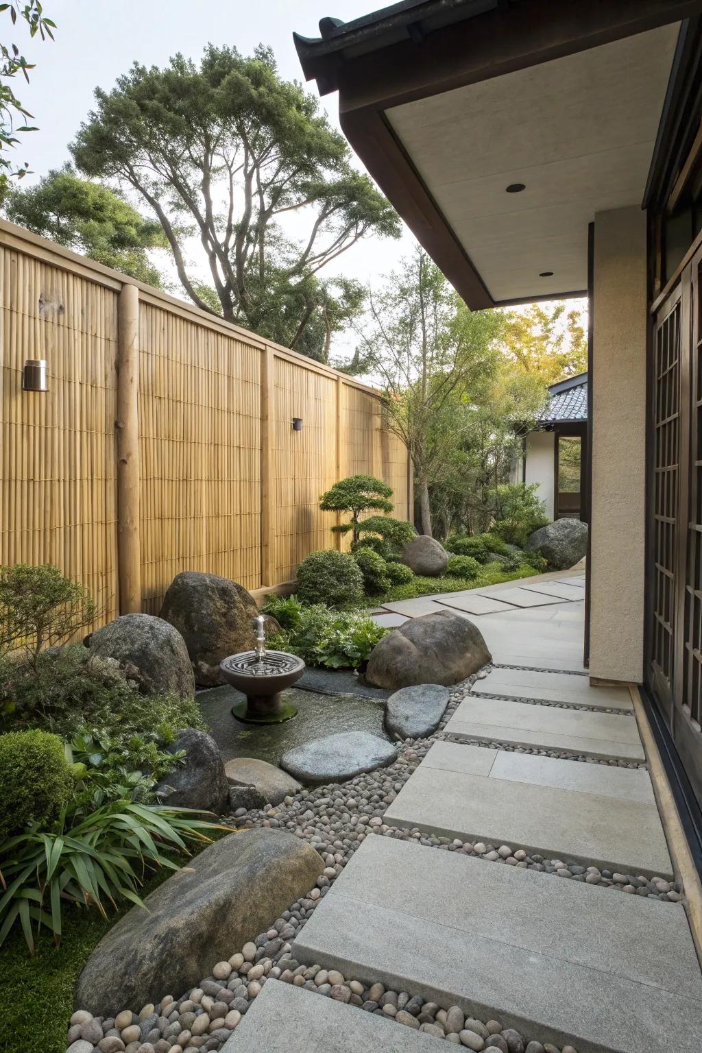 Bamboo dividers offer sustainable privacy accompanied by a natural aesthetic.