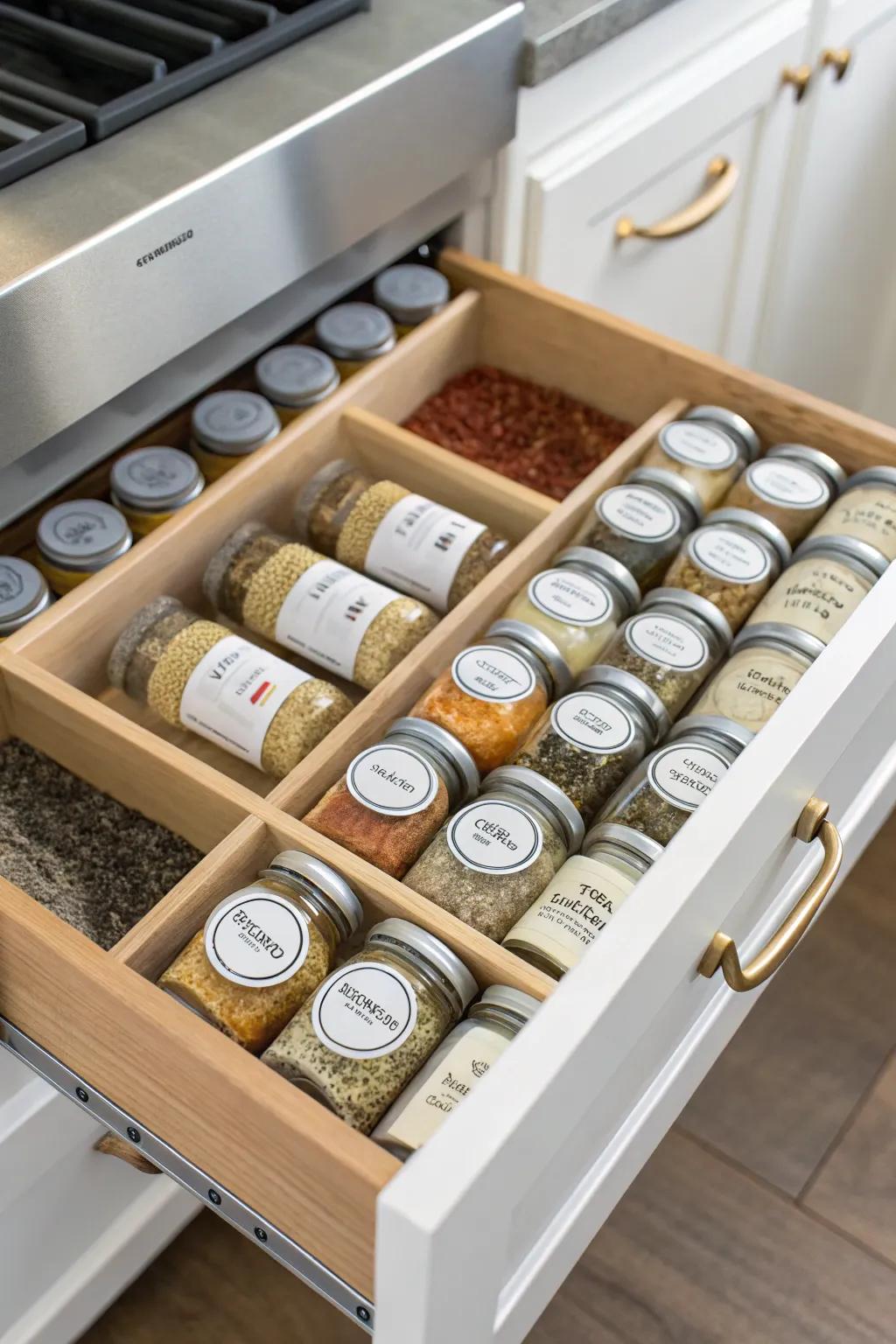 Simple and effective drawer spice liners.