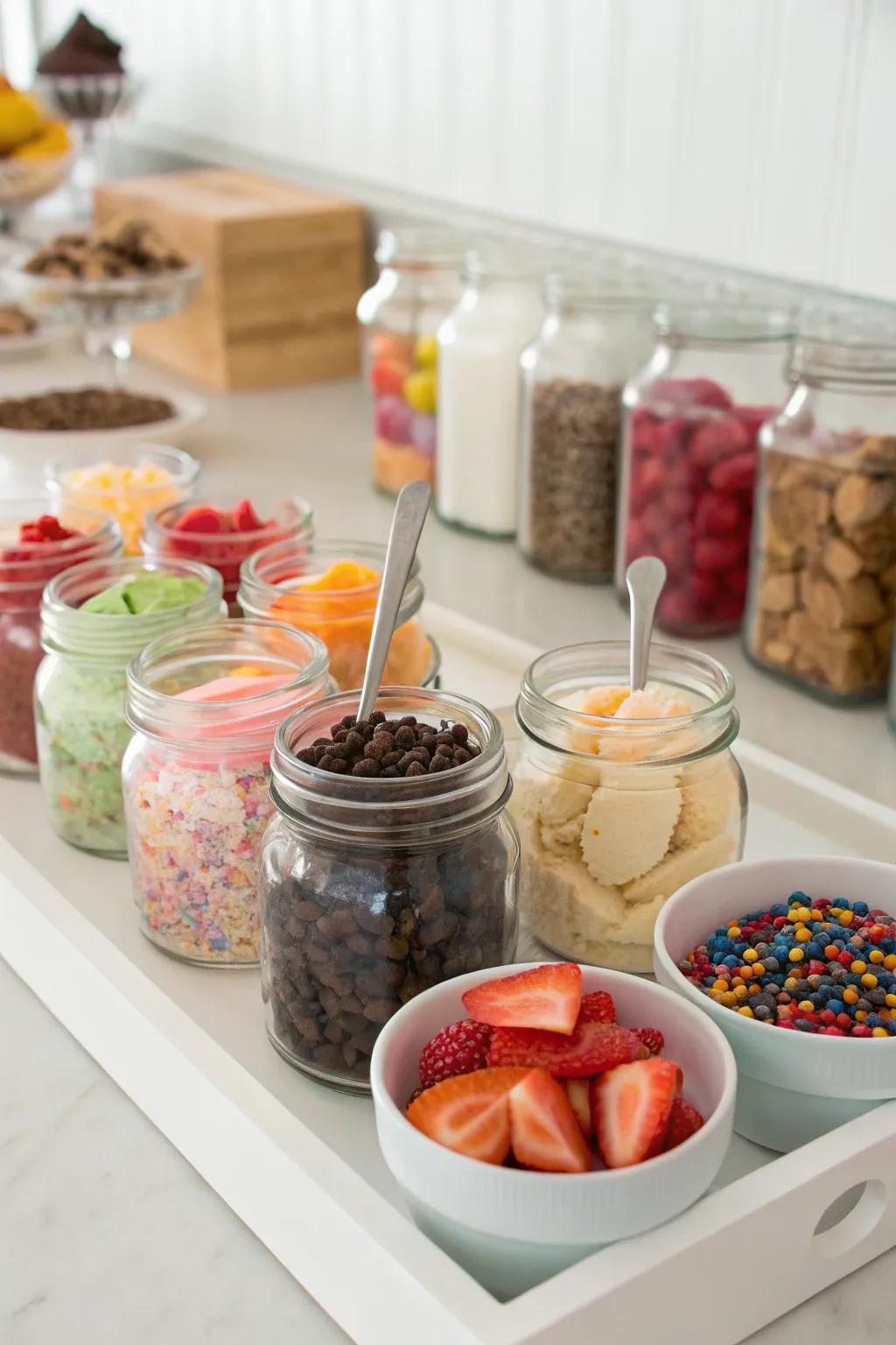A DIY sundae corner where attendees can formulate their ultimate sweet creation.