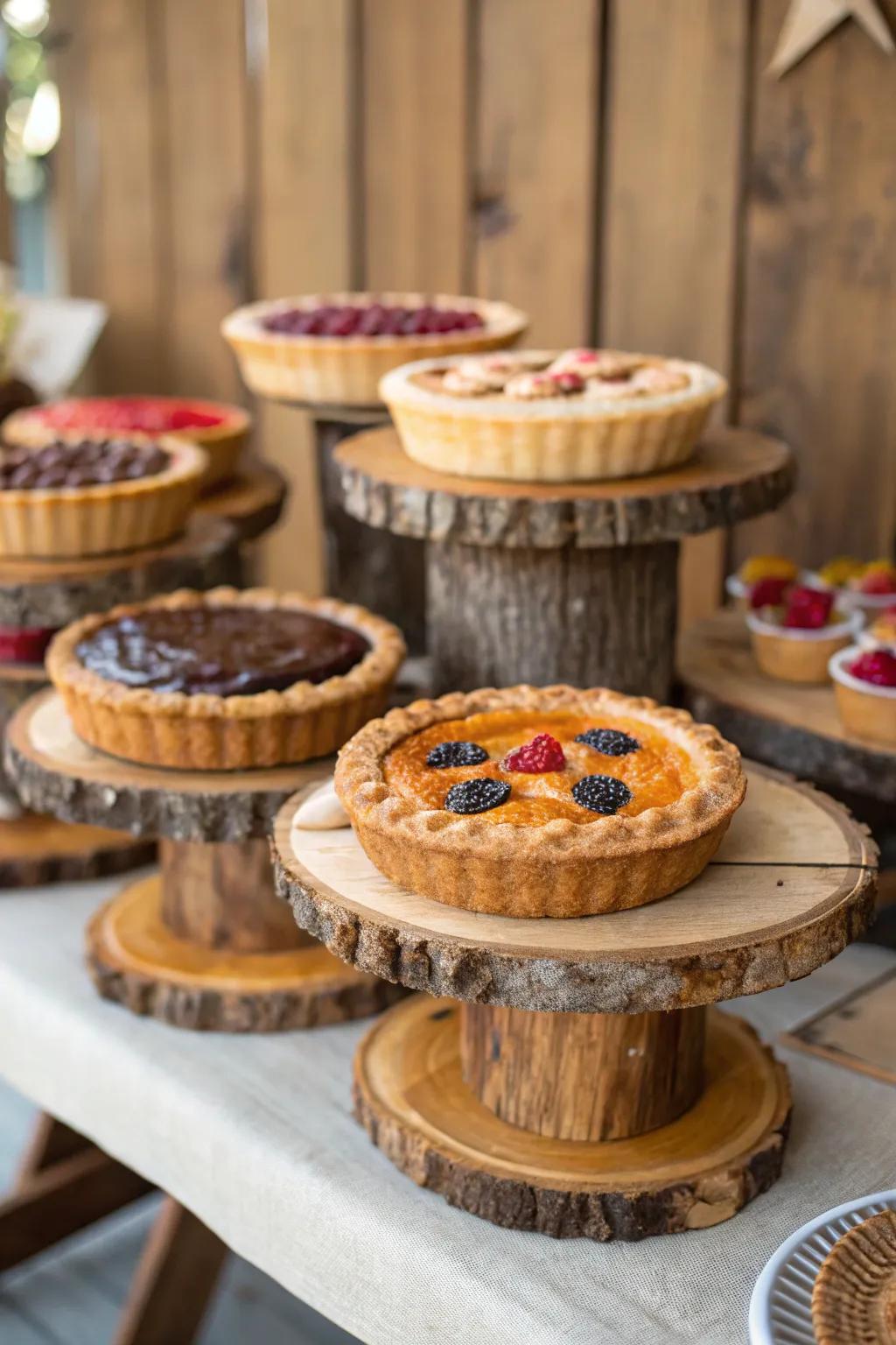 A country-style pie selection that enriches your wedding with warmth and appeal.