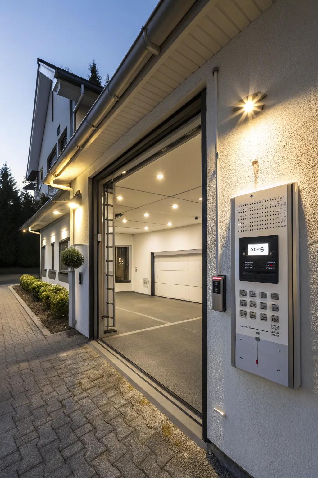 Smart technology enhances garage functionality.