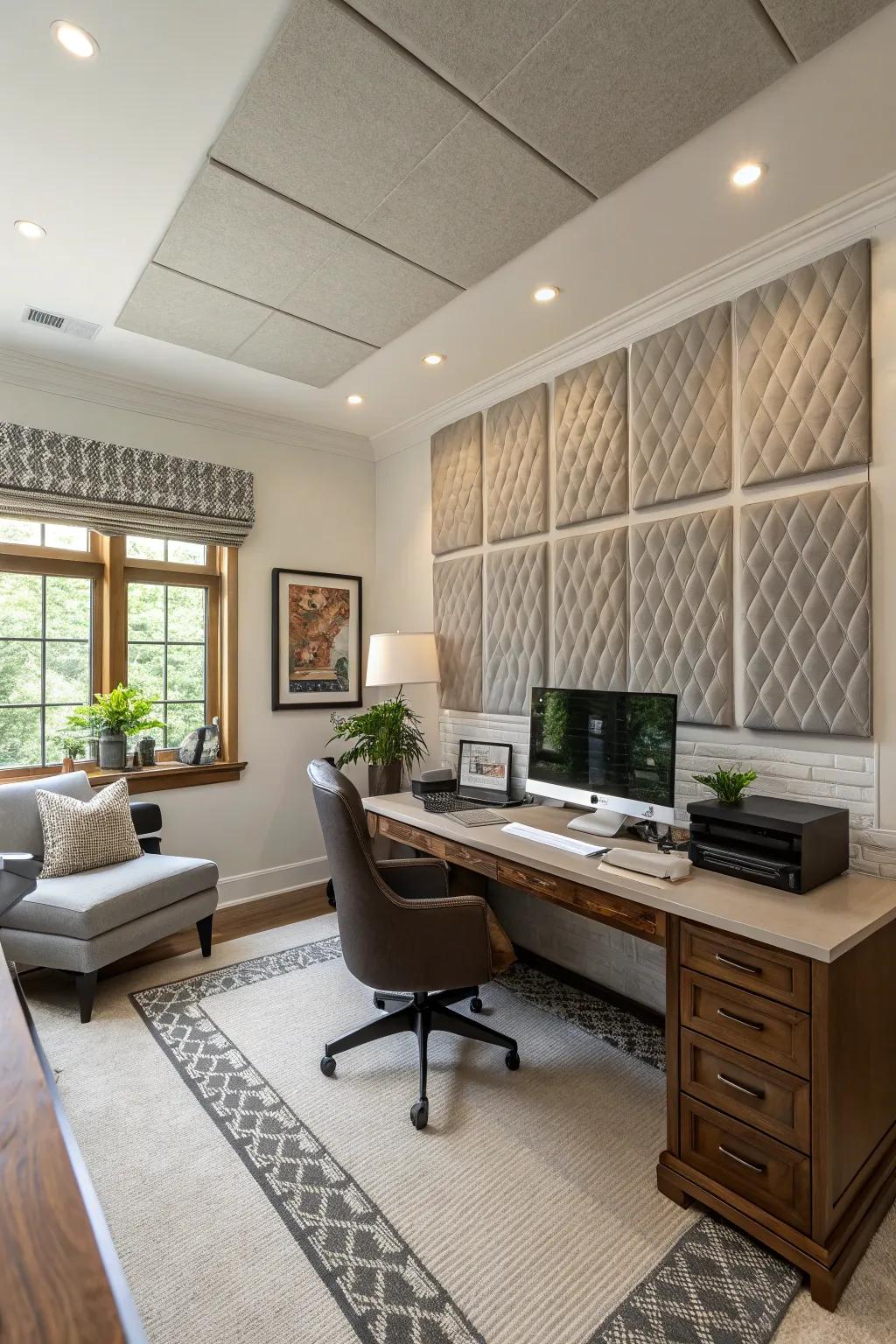 Minimize distractions with decorative acoustic panels.