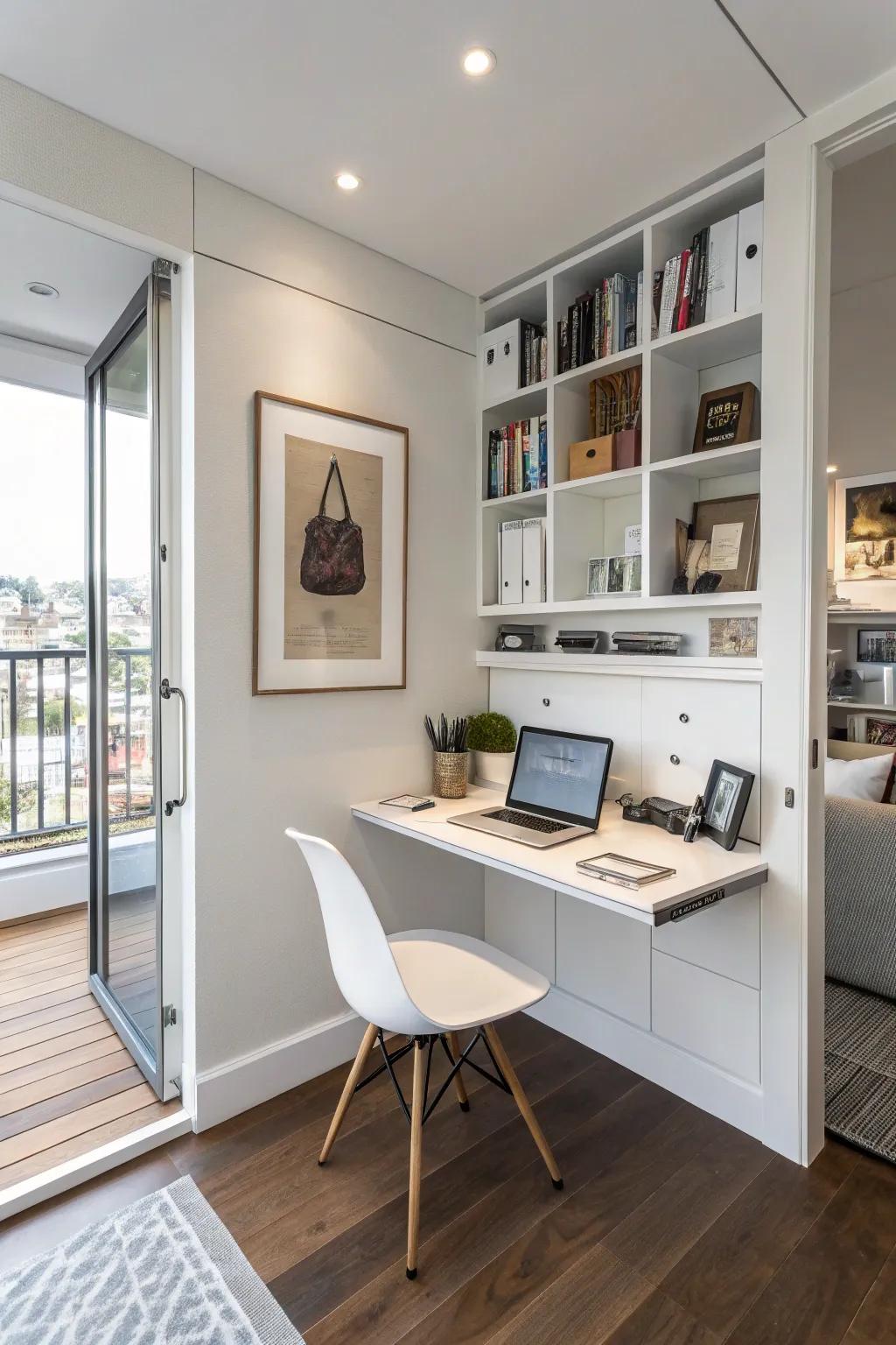 Make the most of limited space with a floating desk.