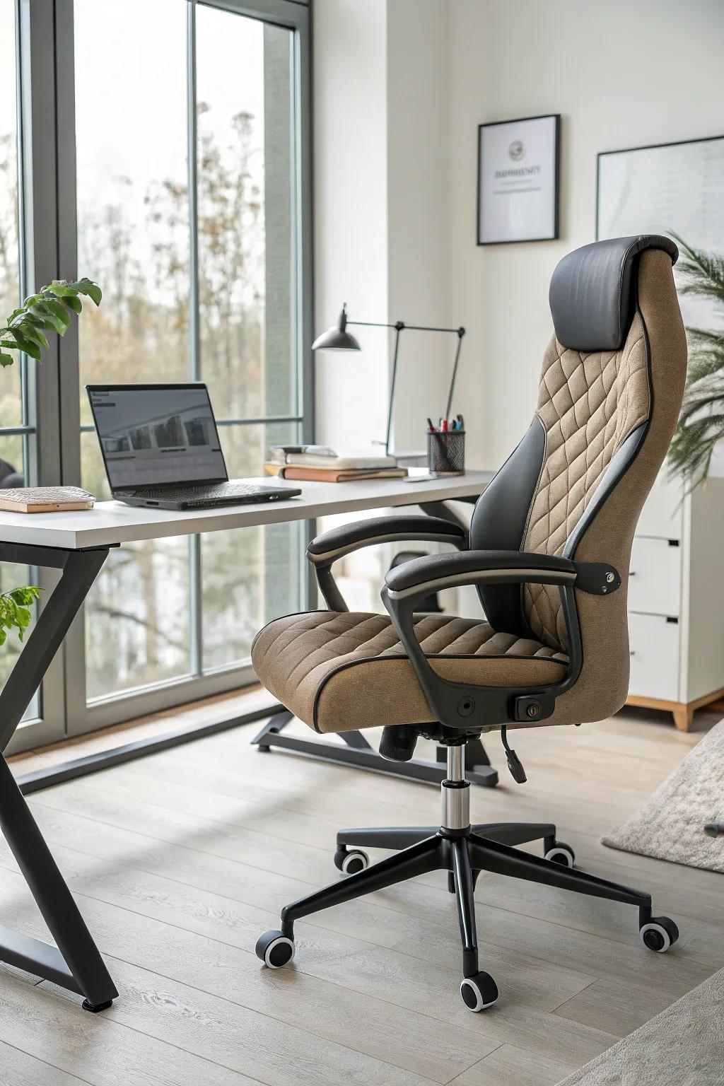 Where comfort meets style with an ergonomic chair.