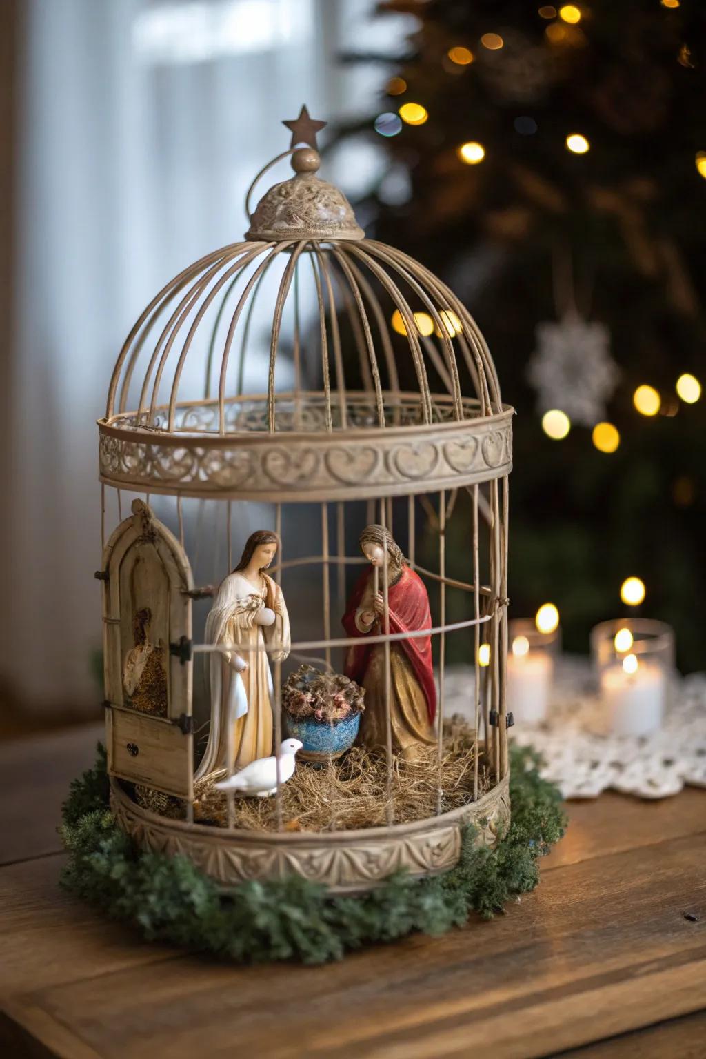 An aviary lends a creative spin to the nativity display.