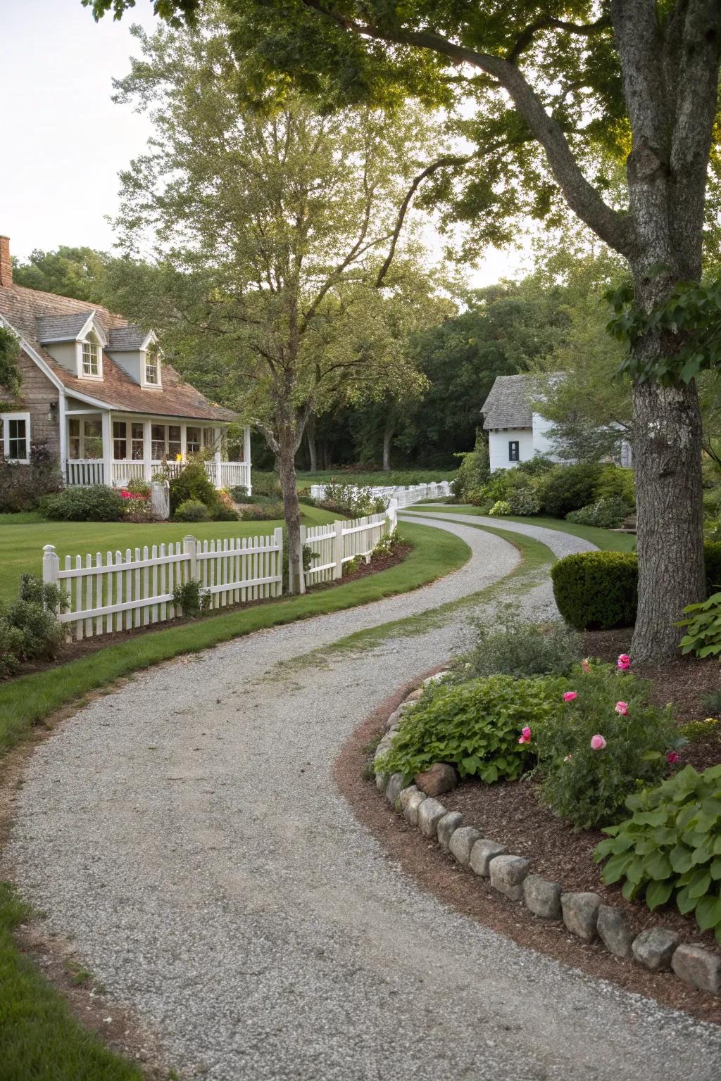 Gravel paths add rustic charm and warmth.